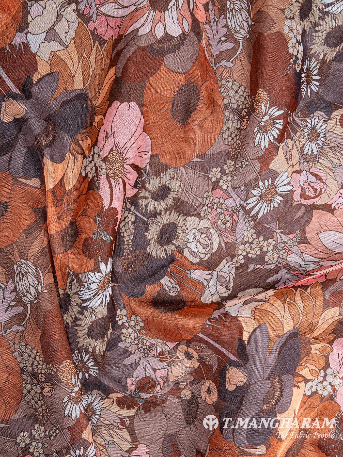 Brown Georgette Fabric - EC5507 view-4