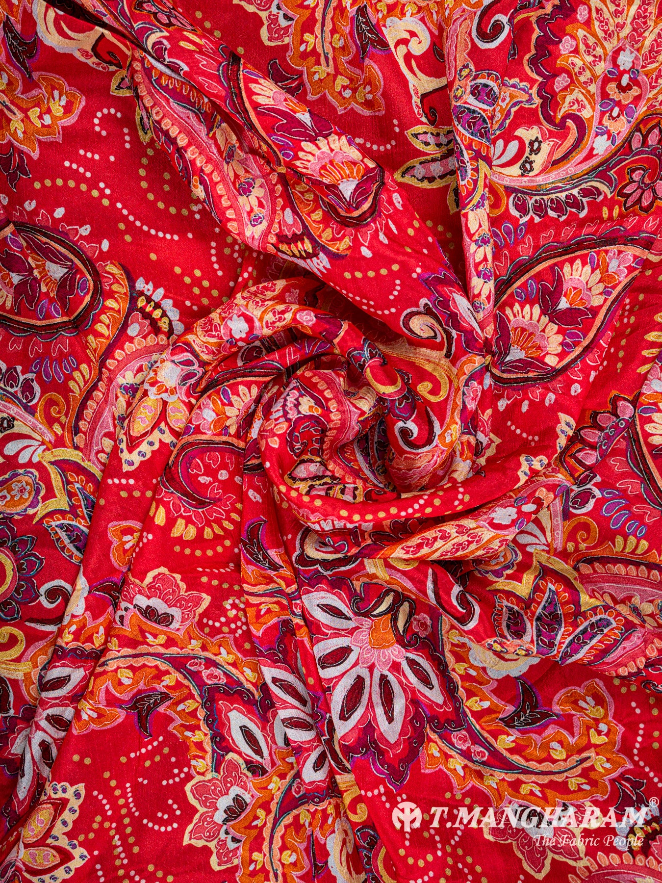 Red Chinnon Silk Fabric - EB4417 view-1