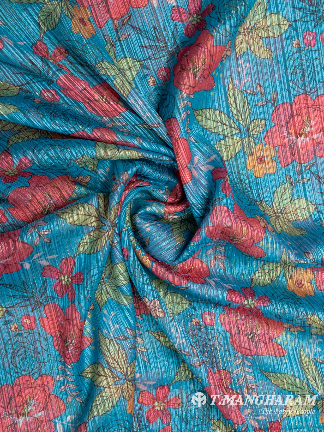 Blue Lurex Chiffon Fabric - EC7223 view-1