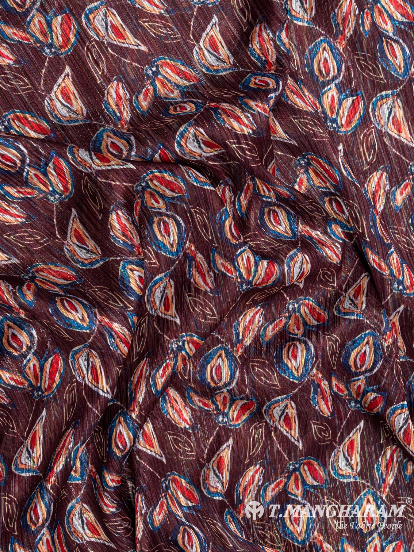 Brown Lurex Chiffon Fabric - EC7212 view-4