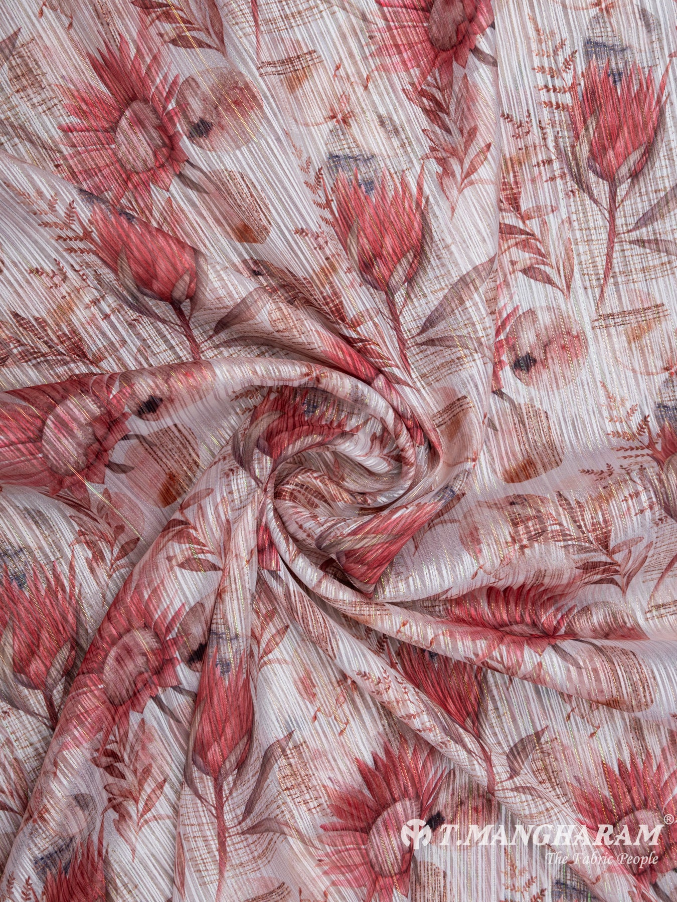 Cream Lurex Chiffon Fabric - EC7226 view-1