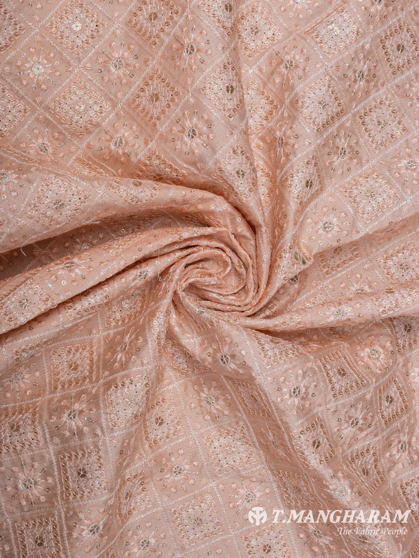 Peach Silk Embroidery Fabric - EA2393 view-1