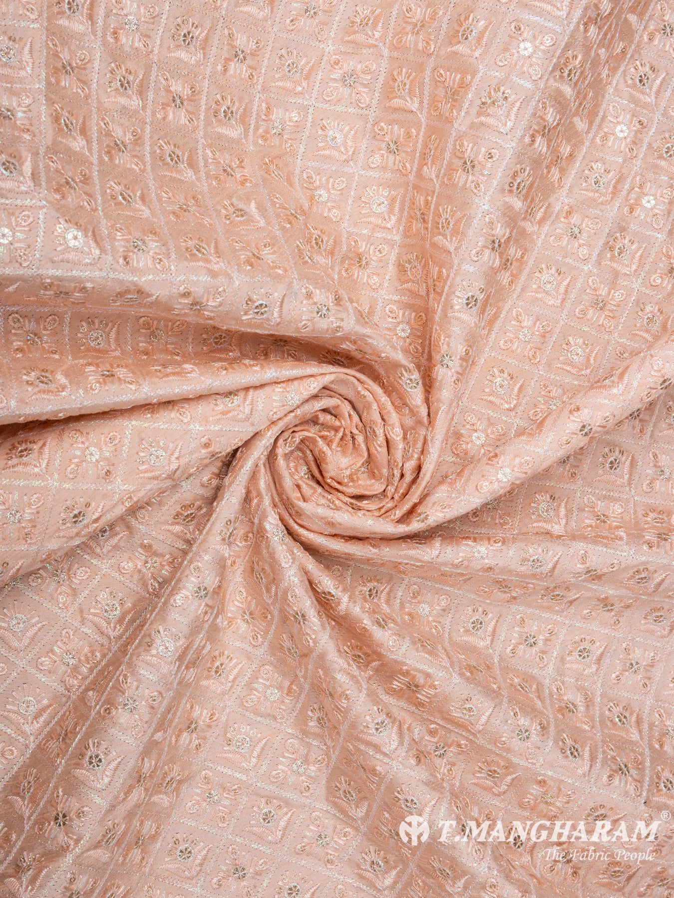 Peach Silk Embroidery Fabric - EA2397 view-1
