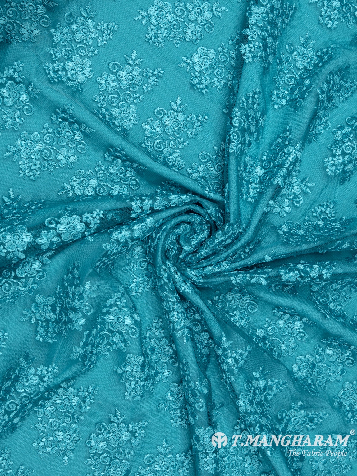 Sea Blue Fancy Net Fabric - EC7533 view-1