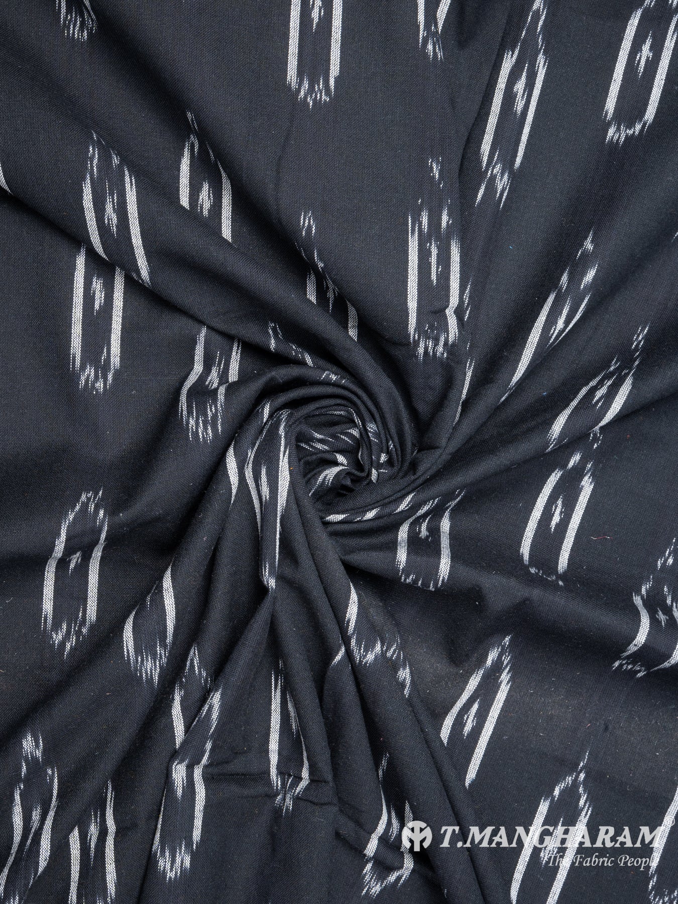 Black Cotton Ikat Print Fabric - EA2434 view-1