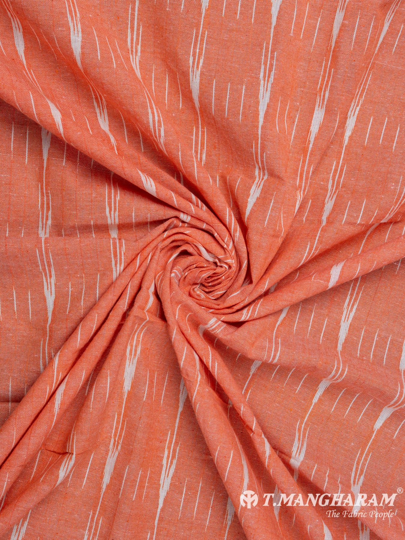 Peach Cotton Ikat Print Fabric - EA2414 view-1