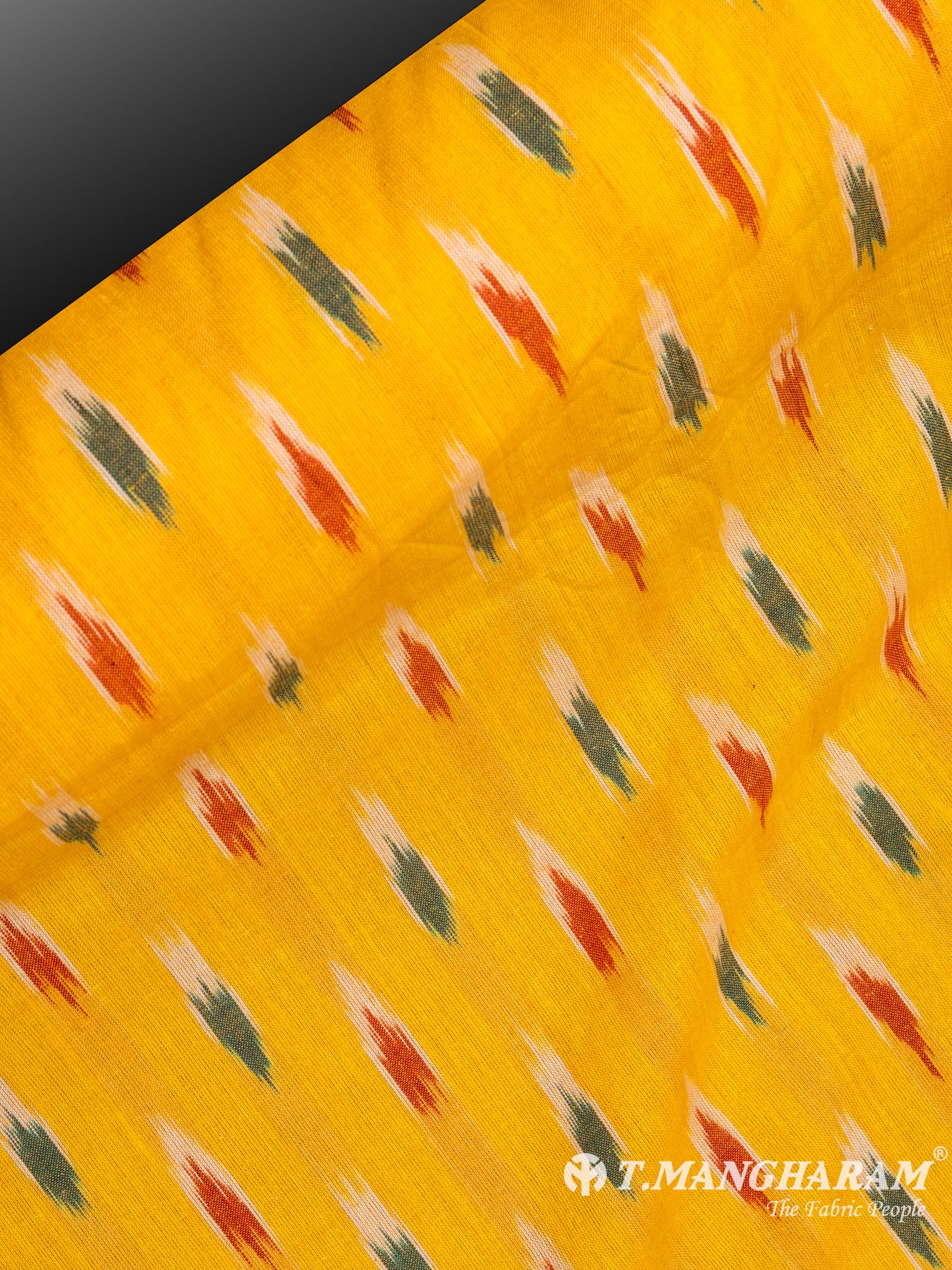 Yellow Cotton Ikat Print Fabric - EA2444 view-2