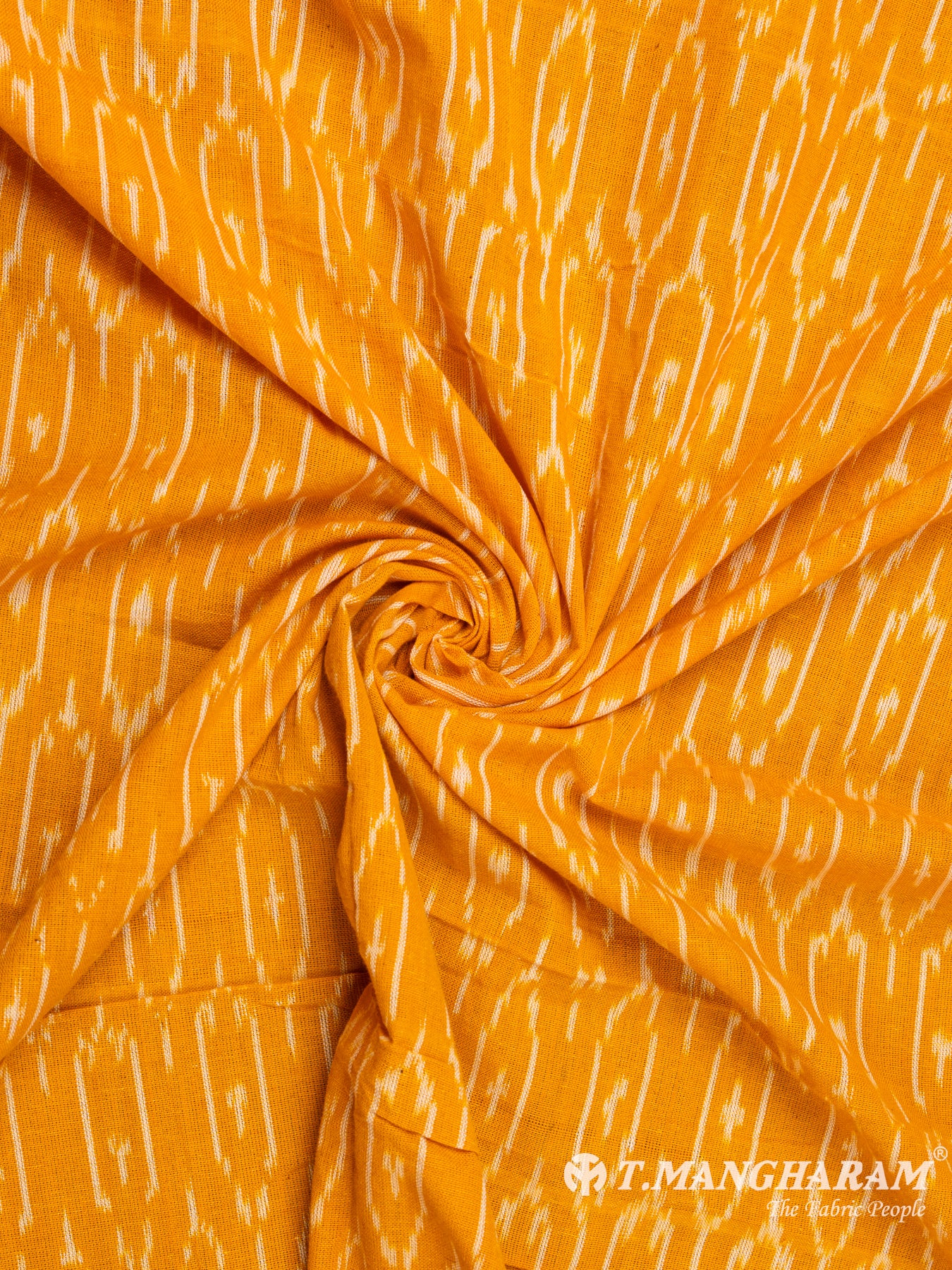 Mustard Yellow Cotton Ikat Print Fabric - EA2420 view-1