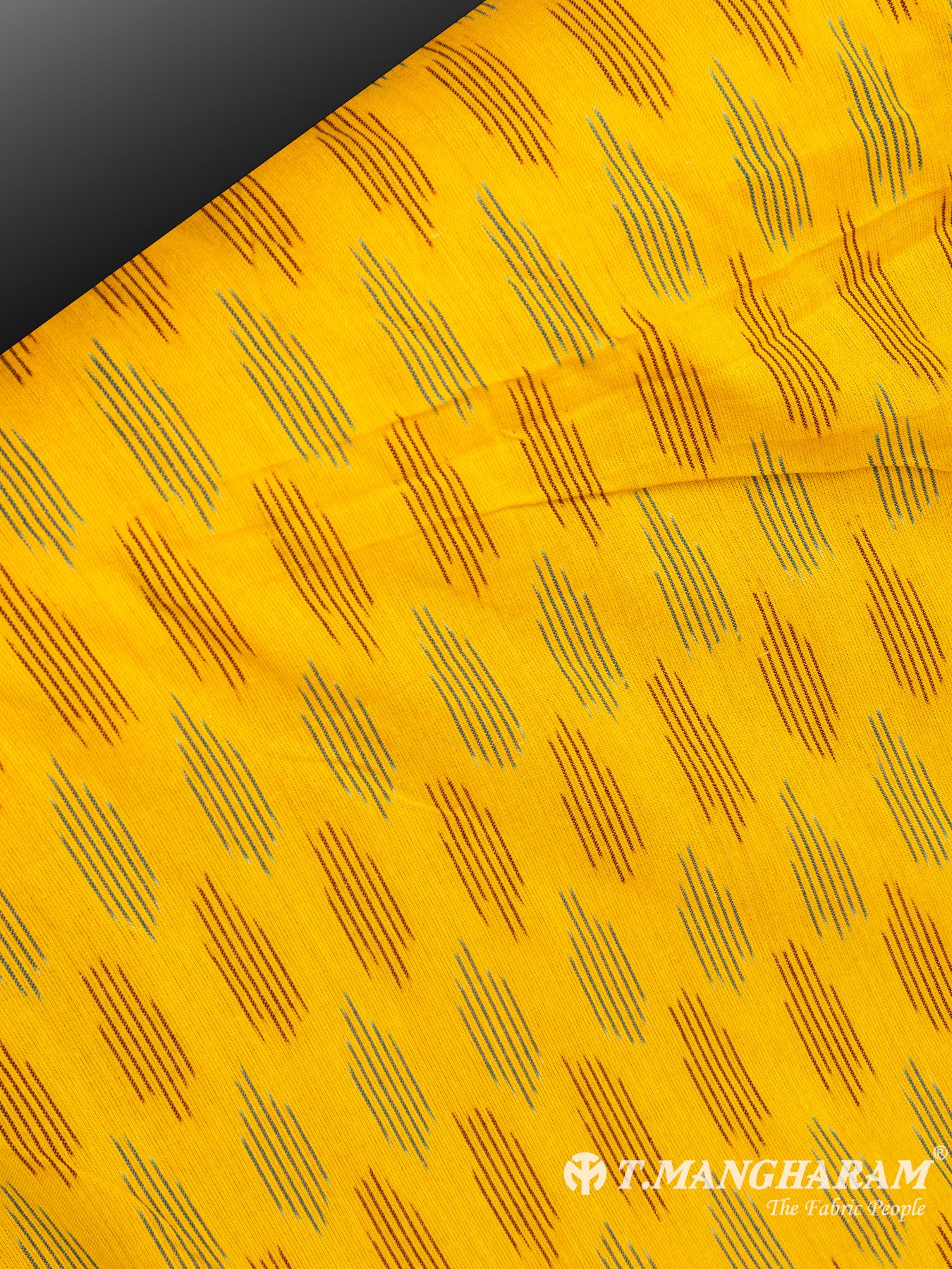 Yellow Cotton Ikat Print Fabric - EA2442 view-2