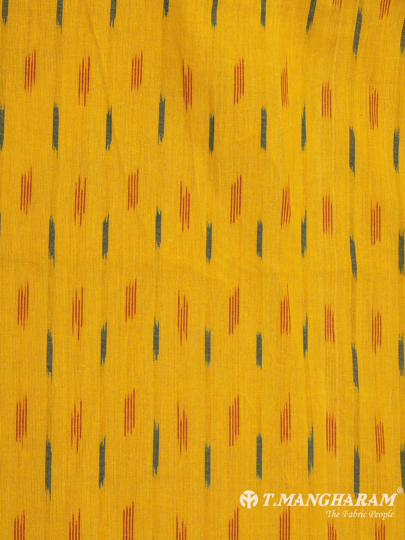 Yellow Cotton Ikat Print Fabric - EA2418 view-3
