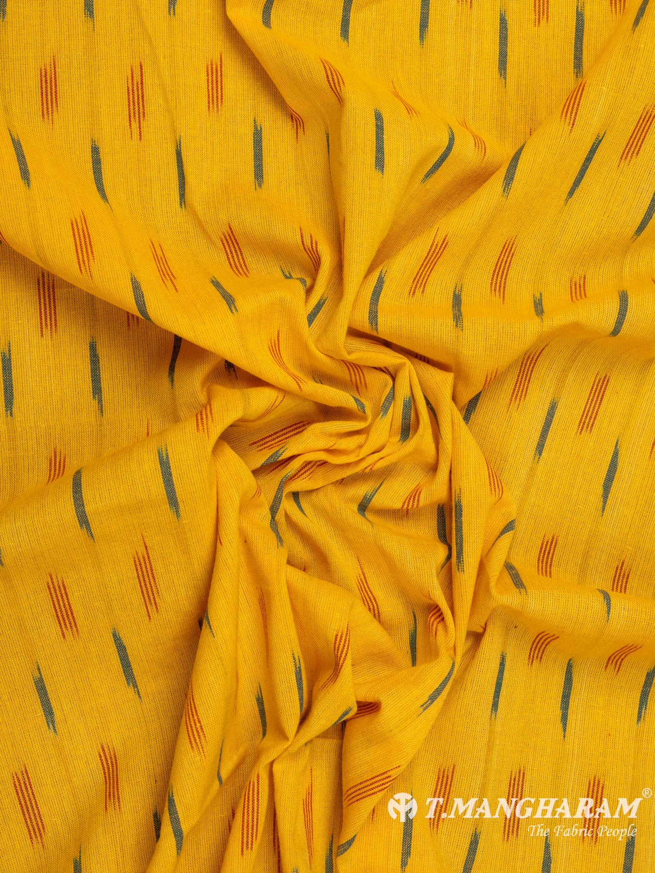 Yellow Cotton Ikat Print Fabric - EA2418 view-4