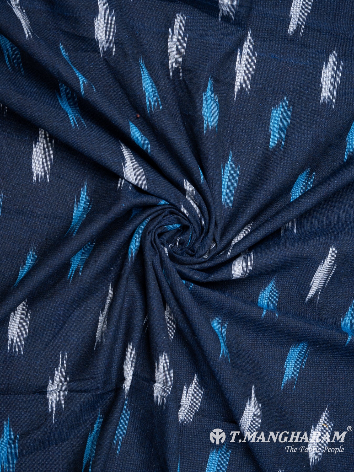 Blue Cotton Ikat Print Fabric - EA2452 view-1