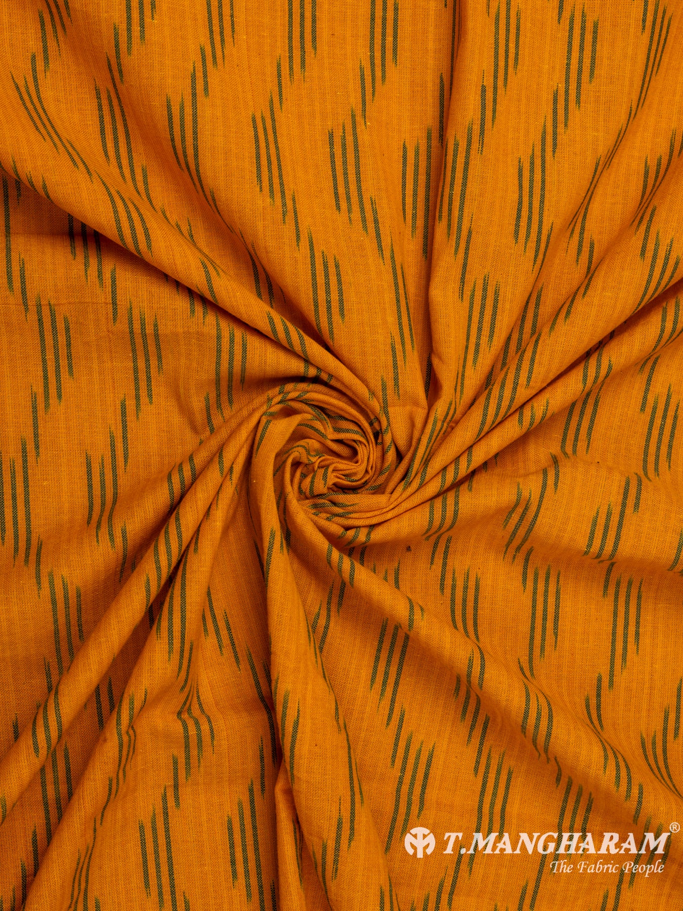 Yellow Cotton Ikat Print Fabric - EA2433 view-1