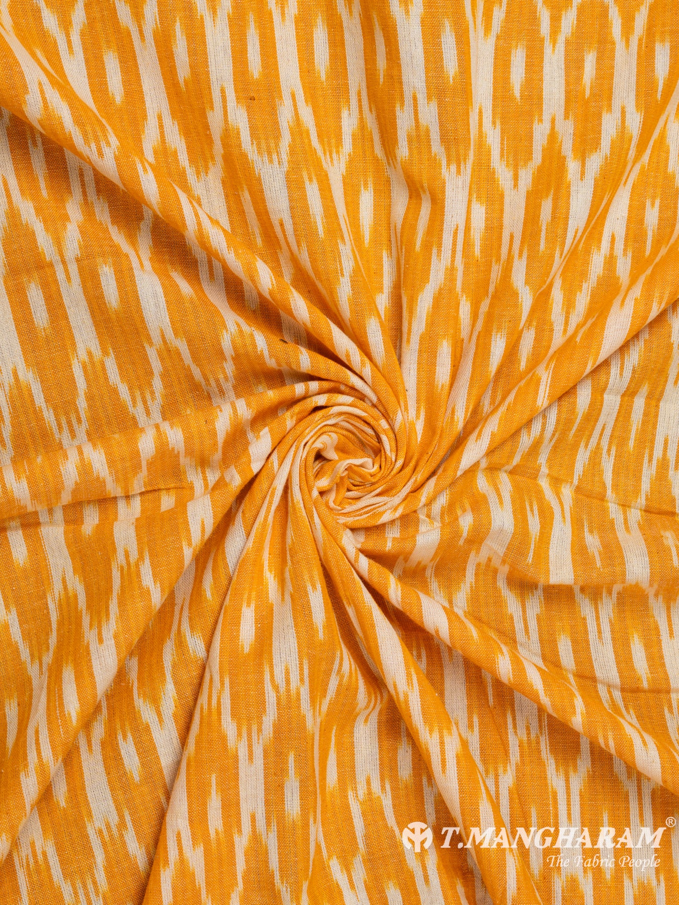 Yellow Cotton Ikat Print Fabric - EA2437 view-1