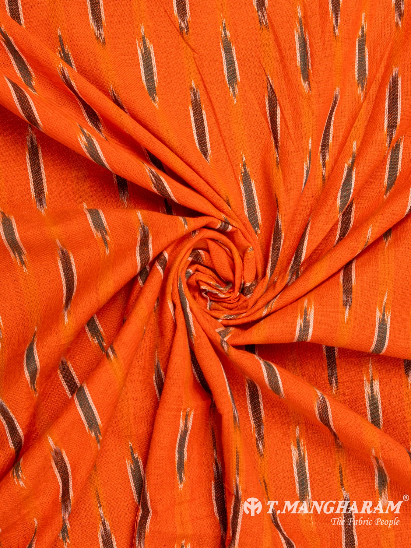 Orange Cotton Ikat Print Fabric - EA2440 view-1
