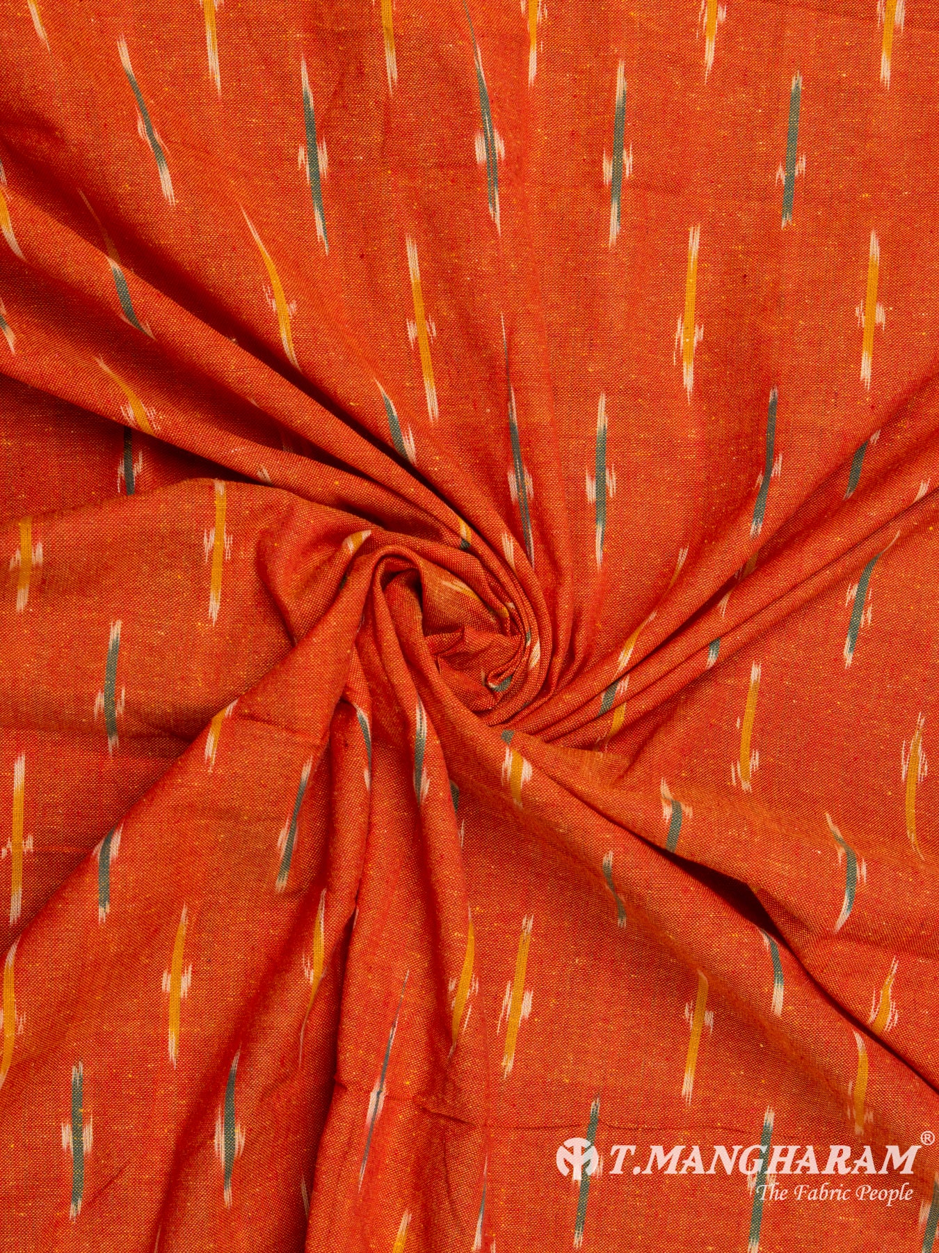 Orange Cotton Ikat Print Fabric - EA2435 view-1