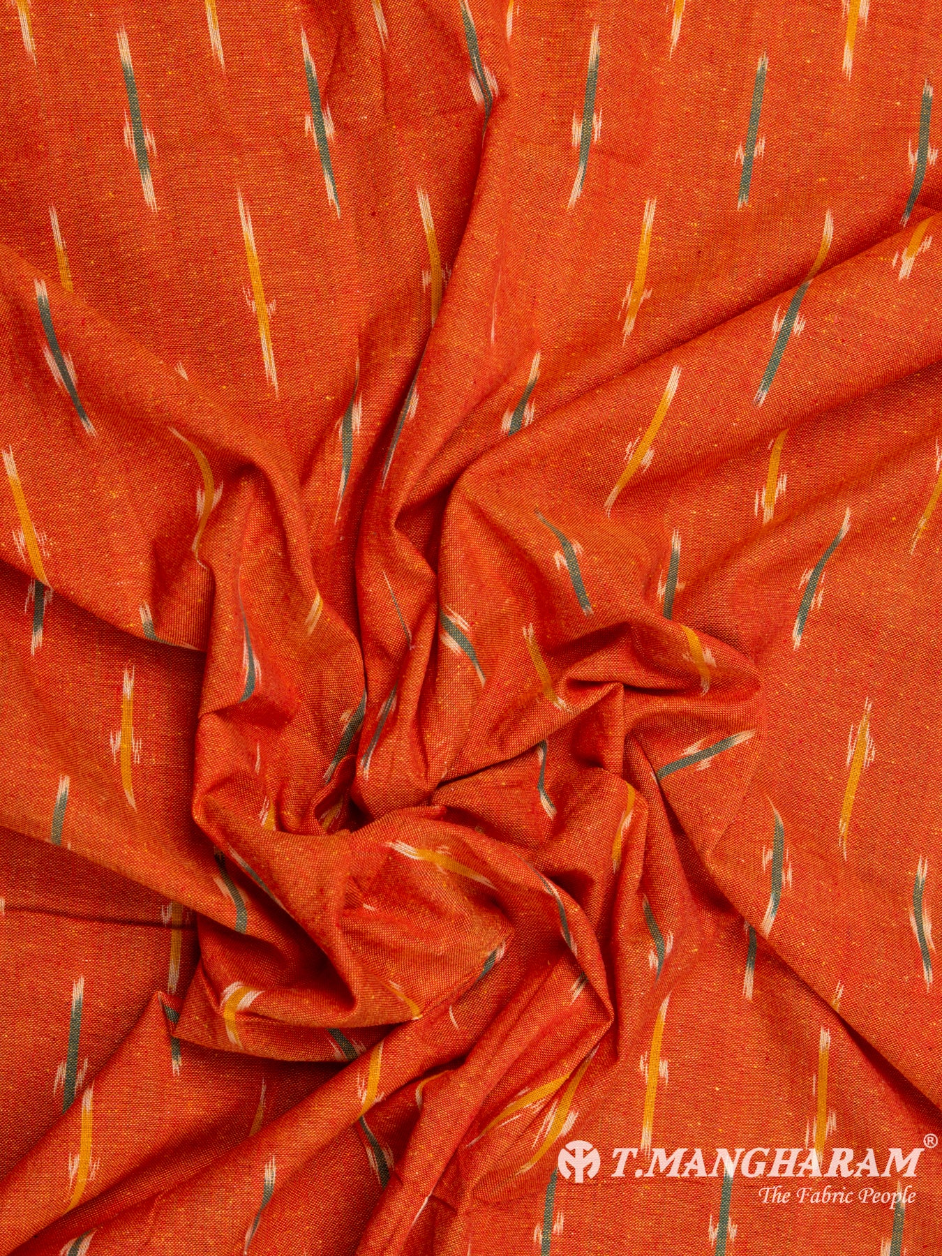 Orange Cotton Ikat Print Fabric - EA2435 view-4