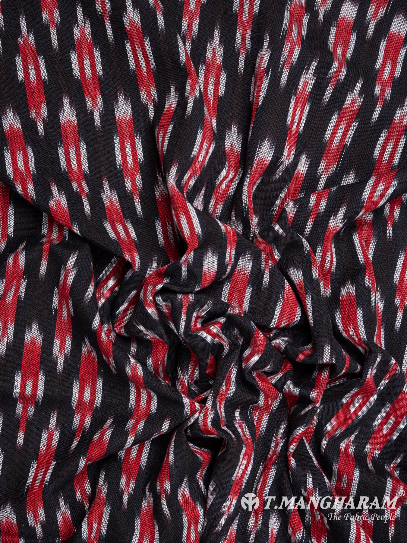 Black Cotton Ikat Print Fabric - EA2421 view-4