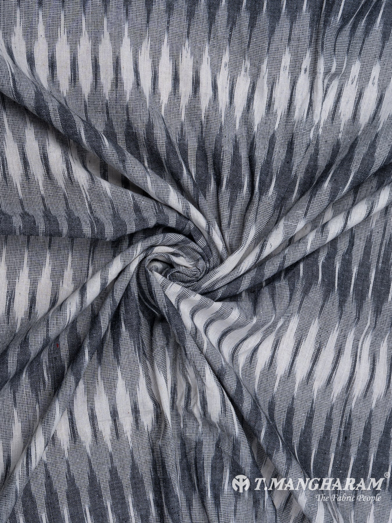 Grey Cotton Ikat Print Fabric - EA2416 view-1