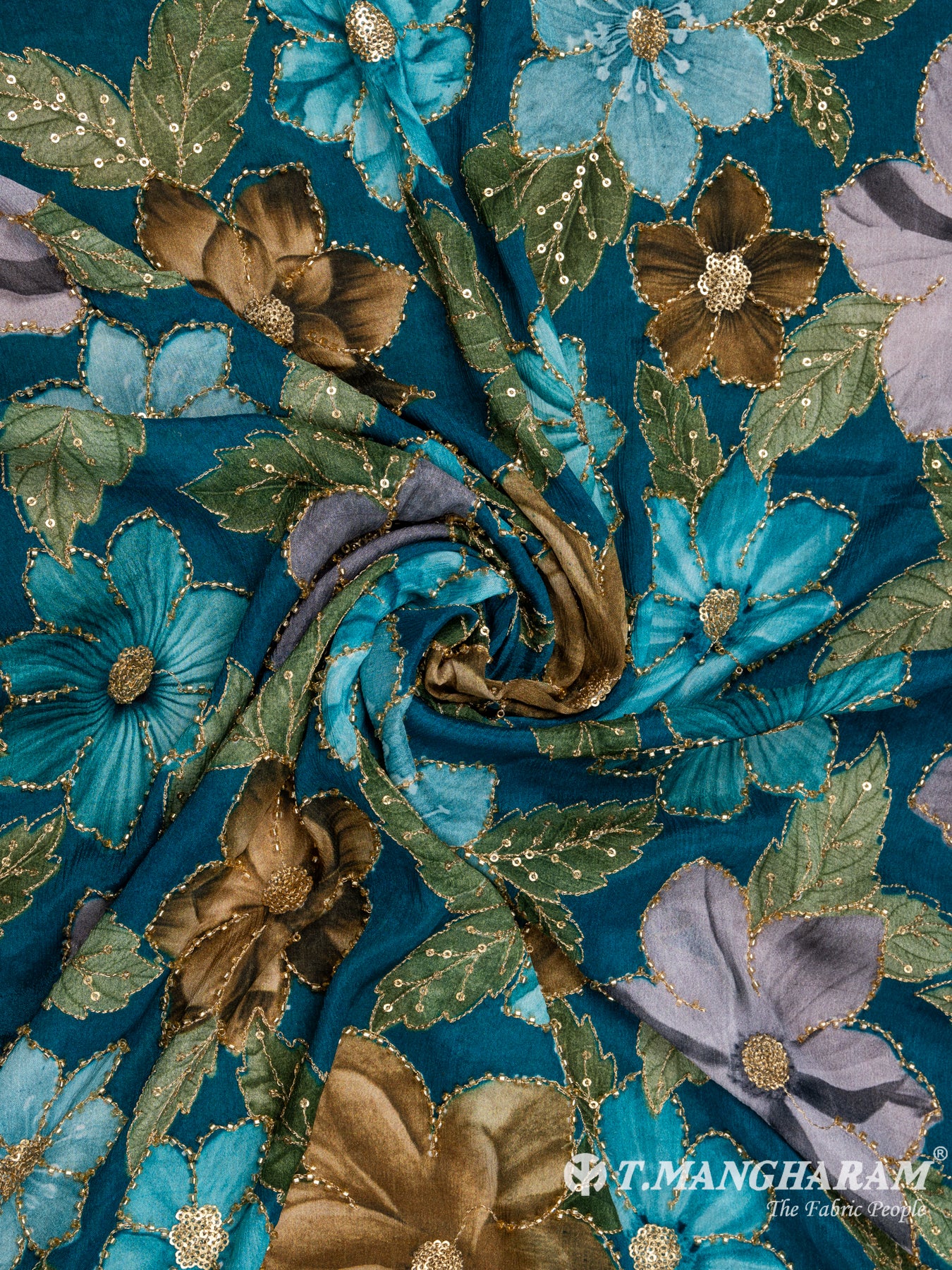 Blue Chinnon Silk Fabric - EB5179 view-1