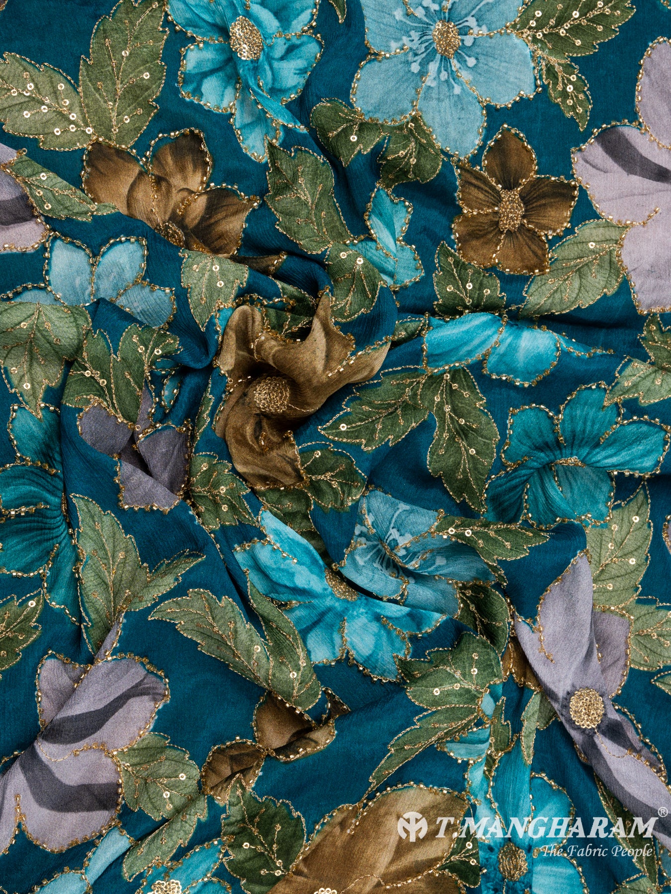 Blue Chinnon Silk Fabric - EB5179 view-4