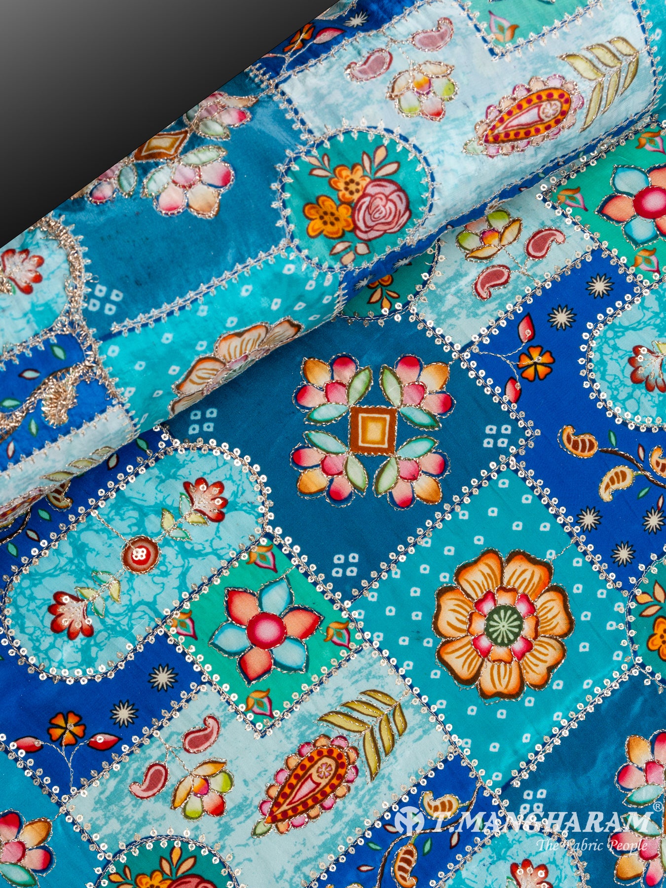 Blue Chinnon Silk Fabric - EB5183 view-2