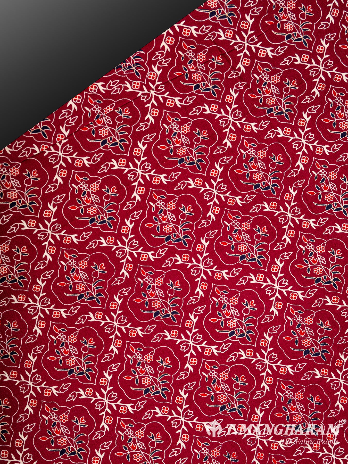 Maroon Rayon Cotton Fabric - EC5716 view-2
