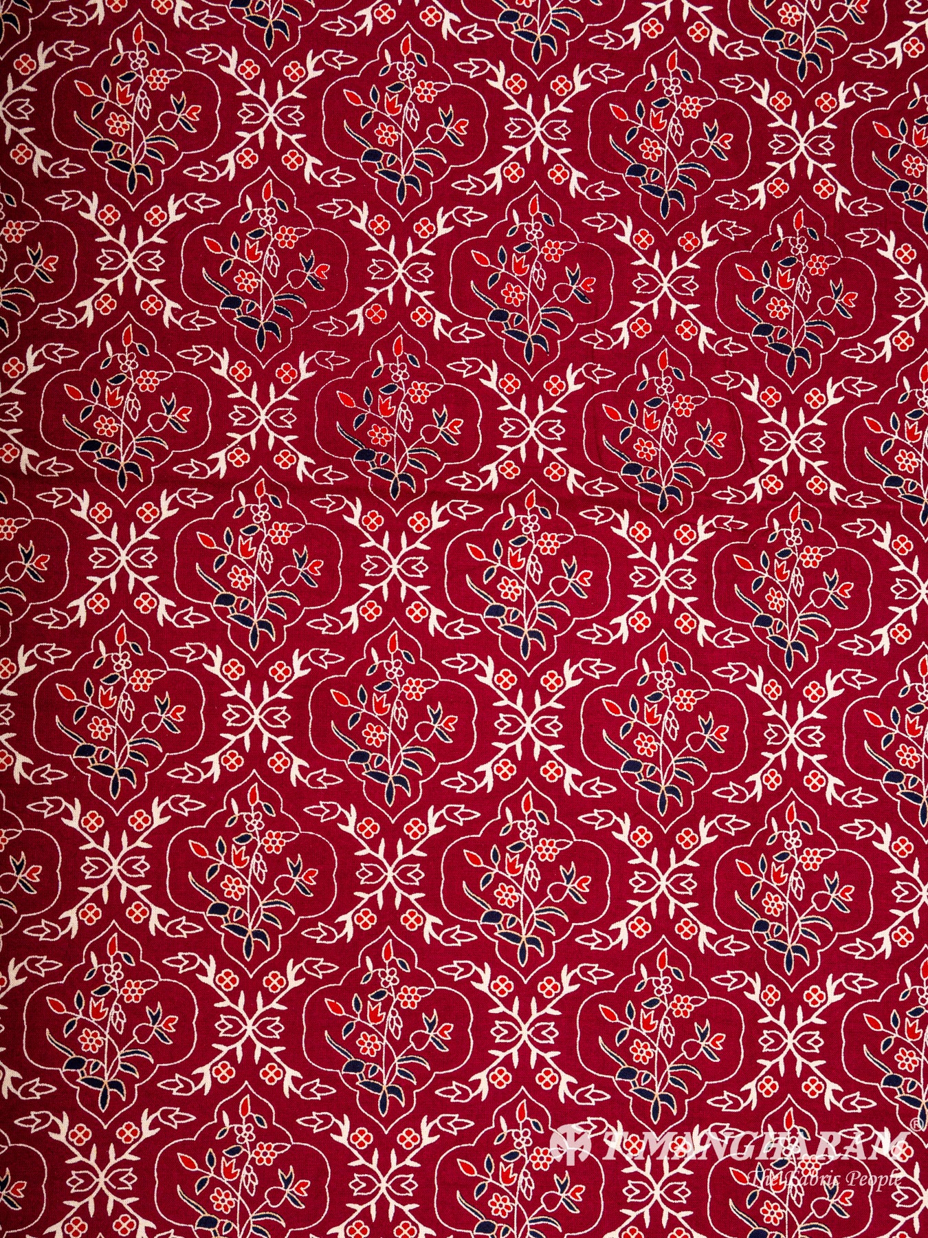 Maroon Rayon Cotton Fabric - EC5716 view-3