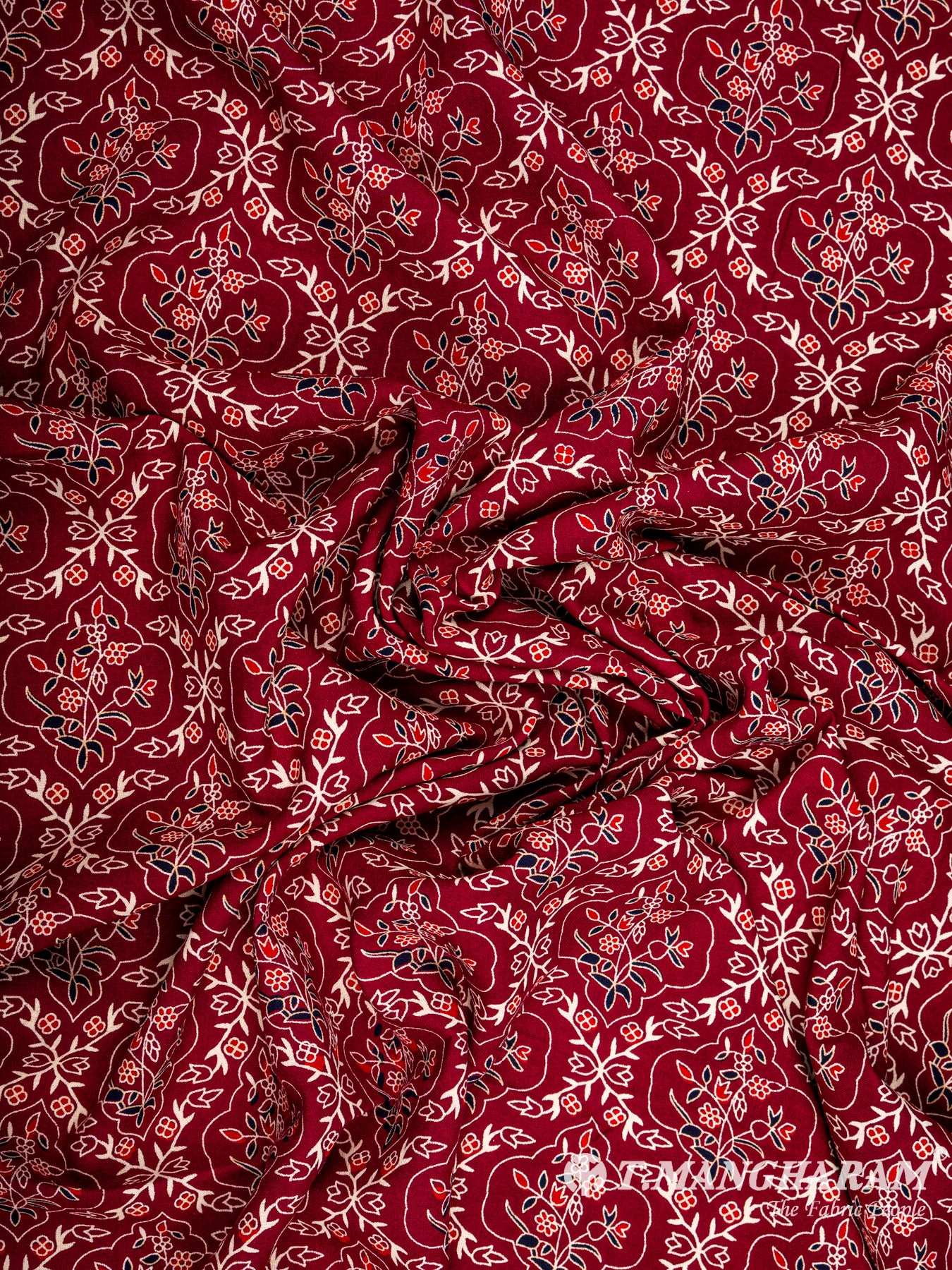 Maroon Rayon Cotton Fabric - EC5716 view-4