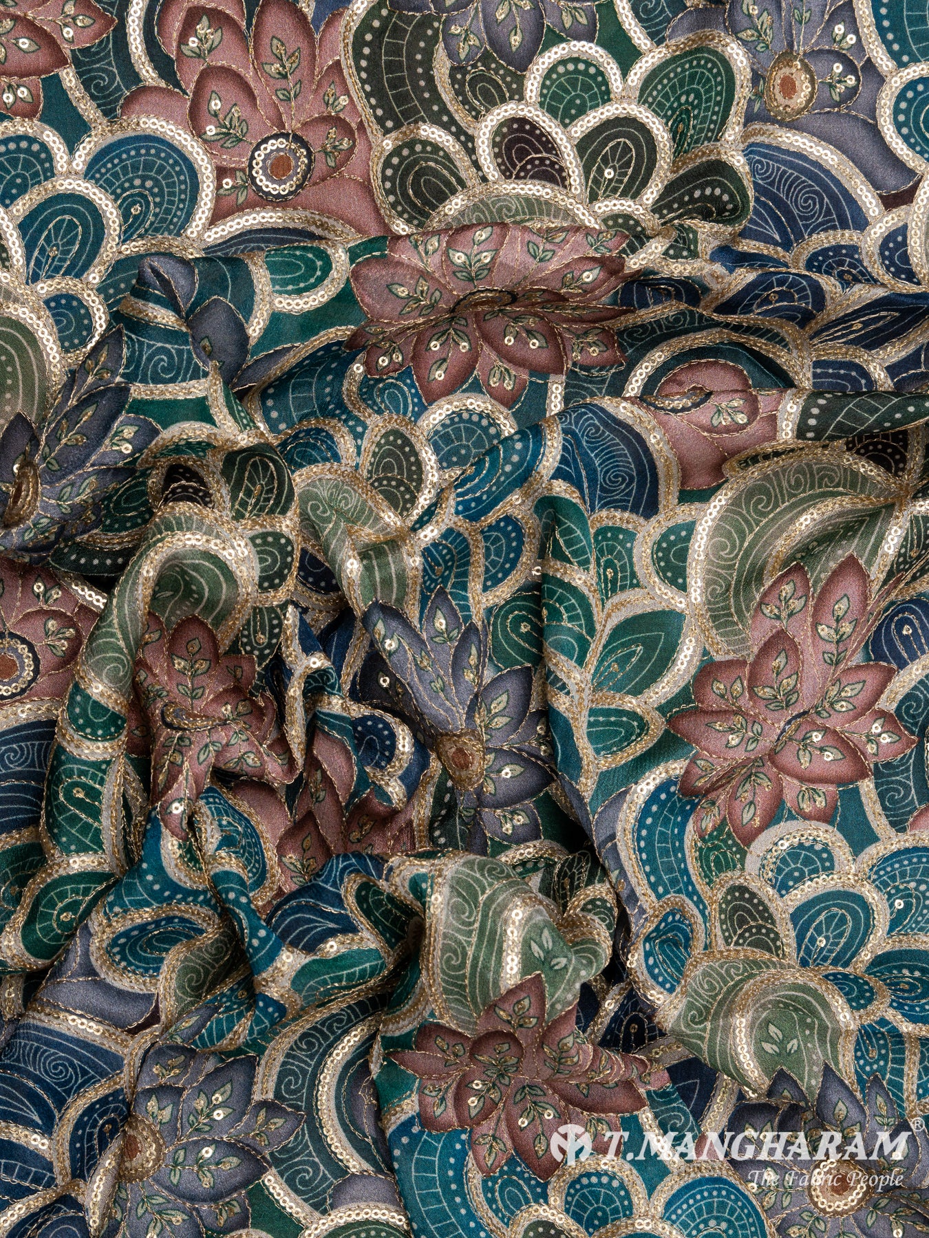 Multicolor Chinnon Silk Fabric - EB5187 view-4