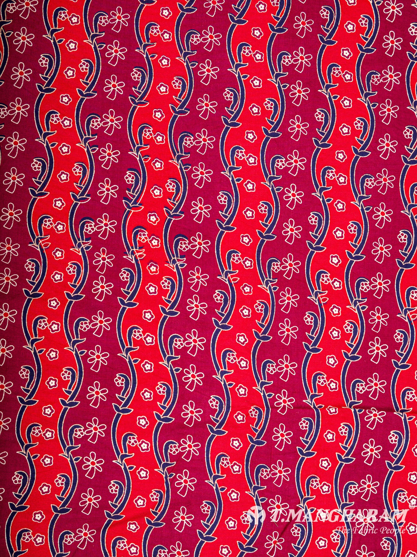 Maroon Rayon Cotton Fabric - EC5706 view-3