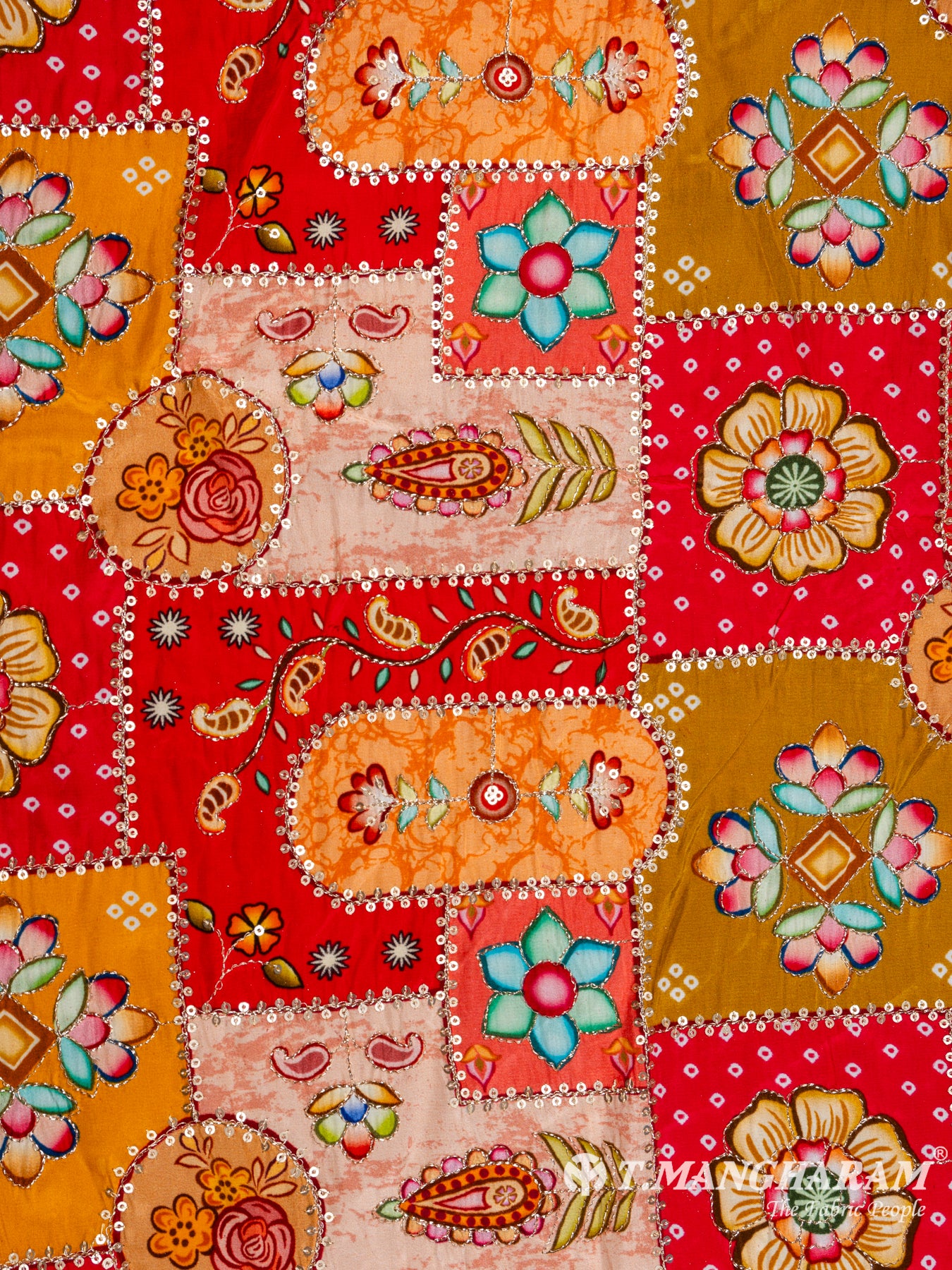Red Chinnon Silk Fabric - EB5181 view-3