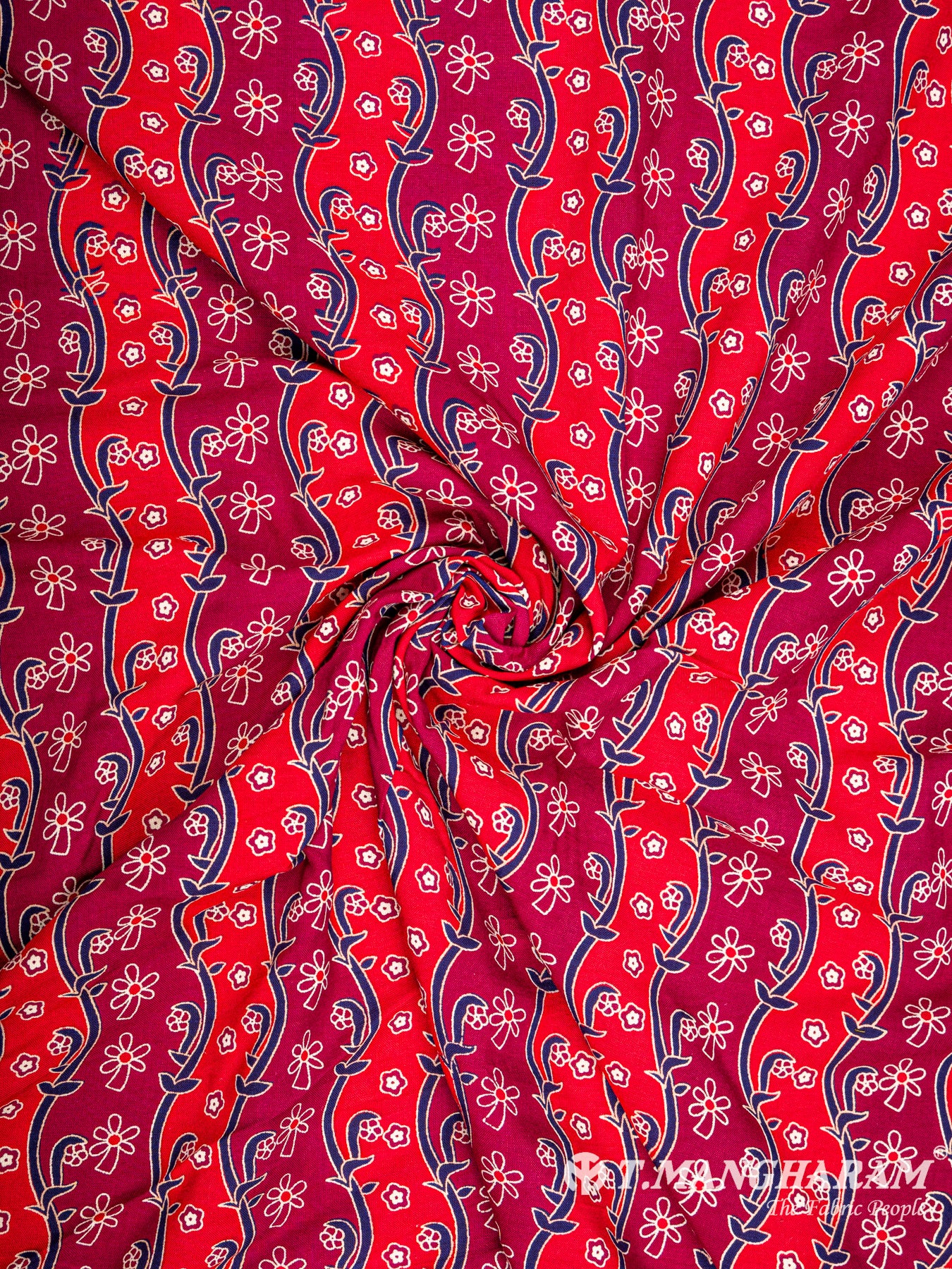 Maroon Rayon Cotton Fabric - EC5706 view-1