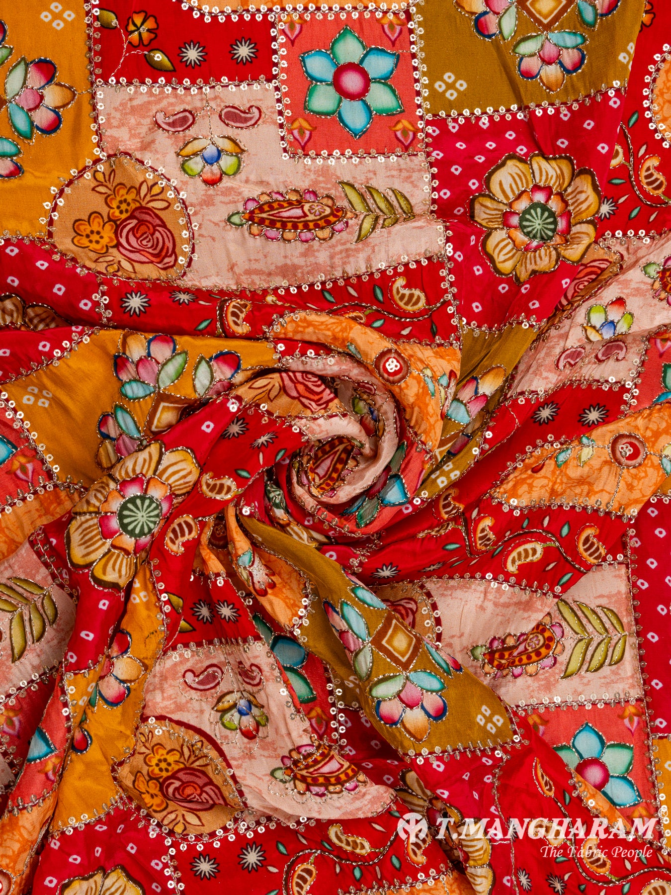 Red Chinnon Silk Fabric - EB5181 view-1