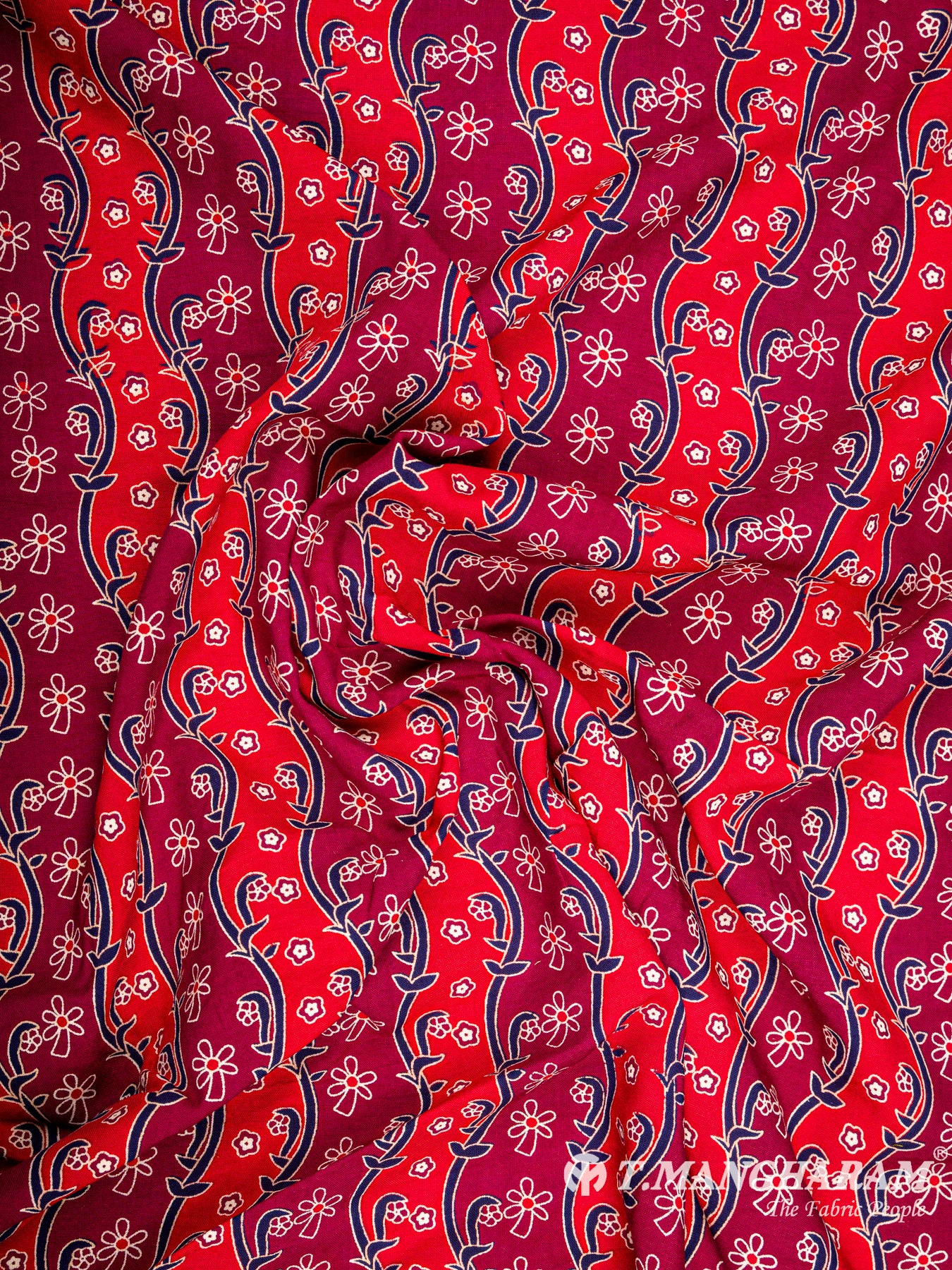 Maroon Rayon Cotton Fabric - EC5706 view-4