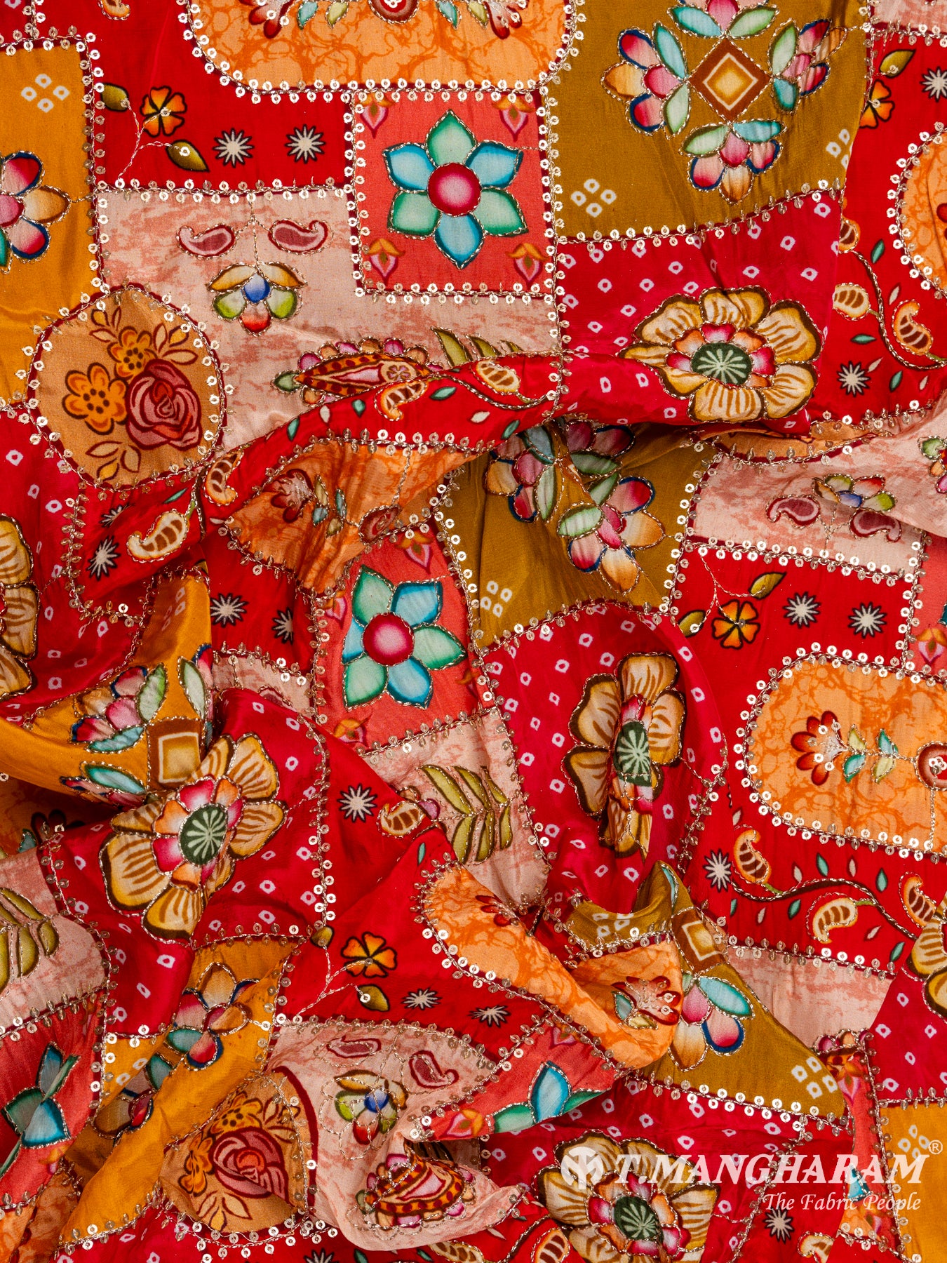 Red Chinnon Silk Fabric - EB5181 view-4
