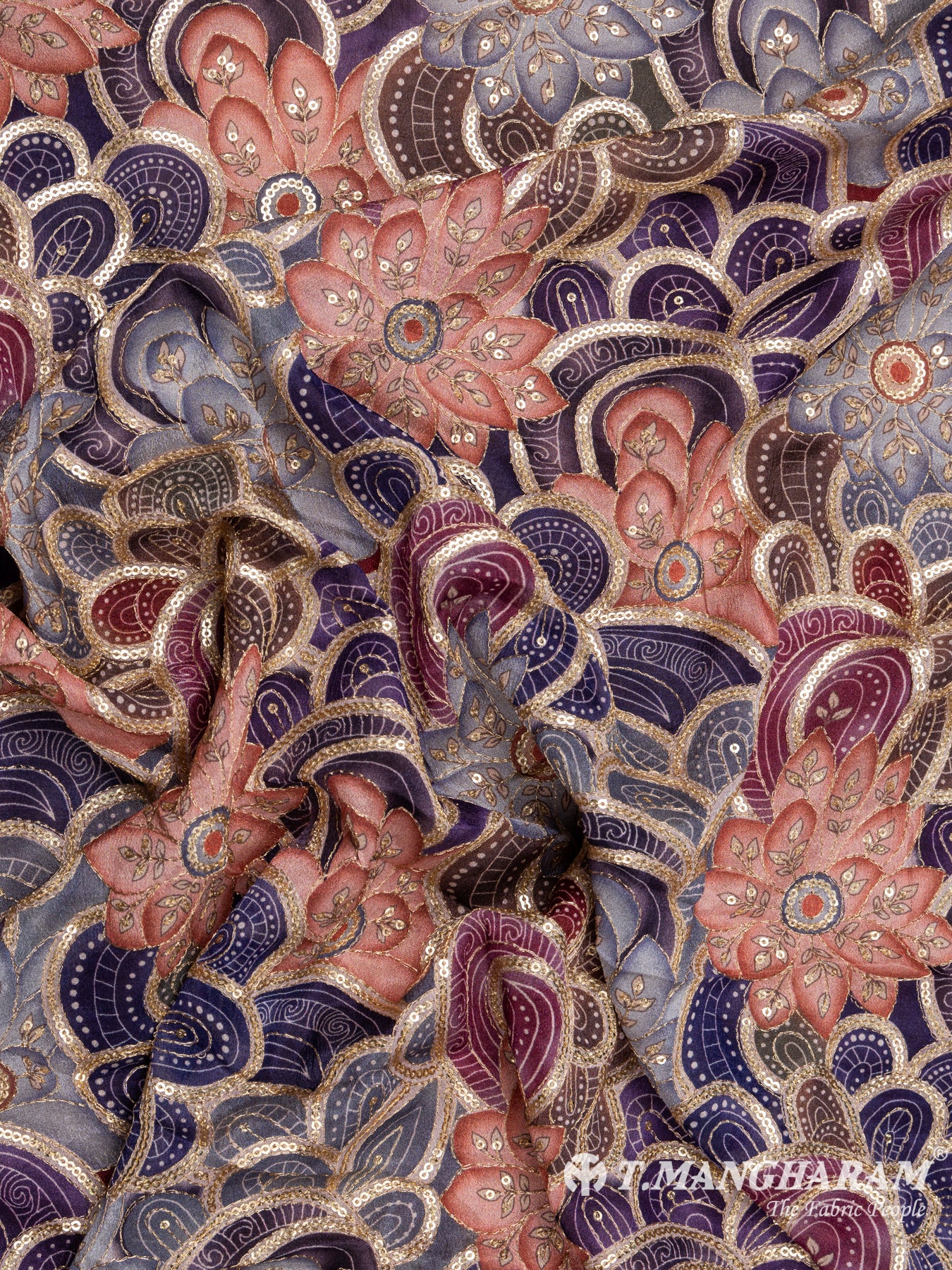 Multicolor Chinnon Silk Fabric - EB5186 view-4