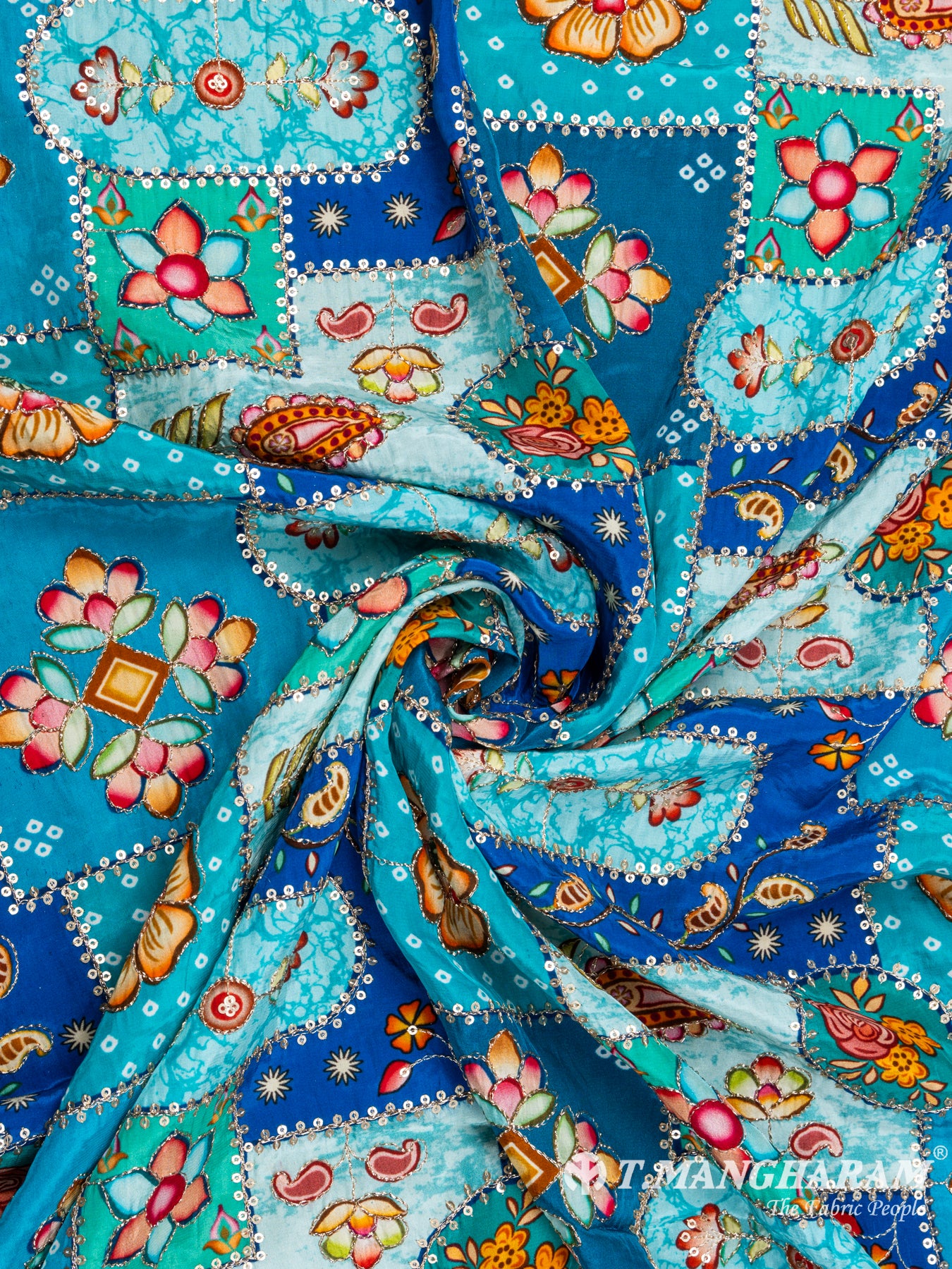 Blue Chinnon Silk Fabric - EB5182 view-1