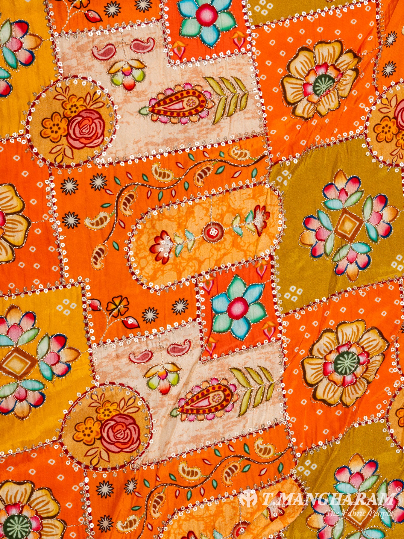 Orange Chinnon Silk Fabric - EB5184 view-3