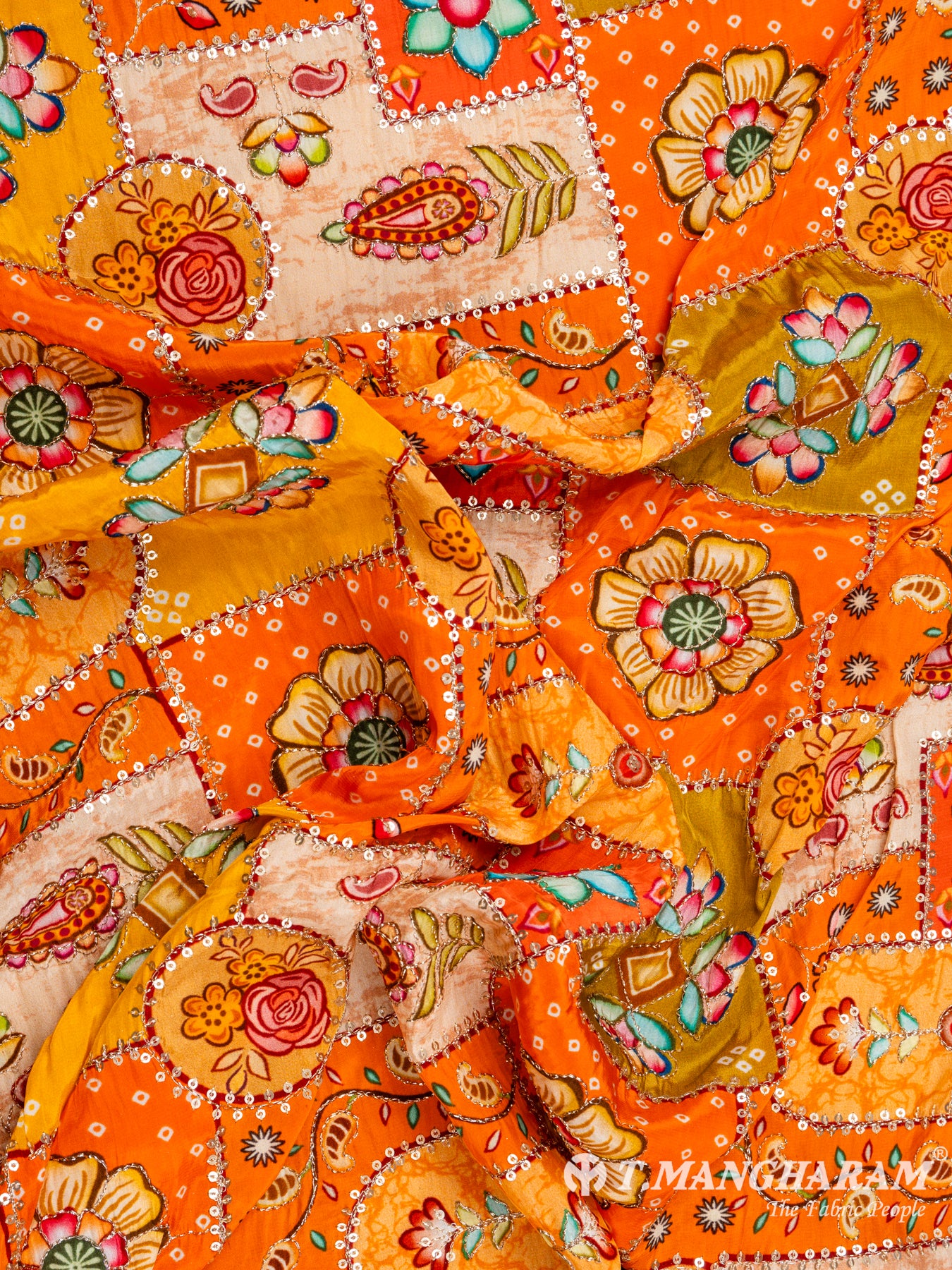 Orange Chinnon Silk Fabric - EB5184 view-4