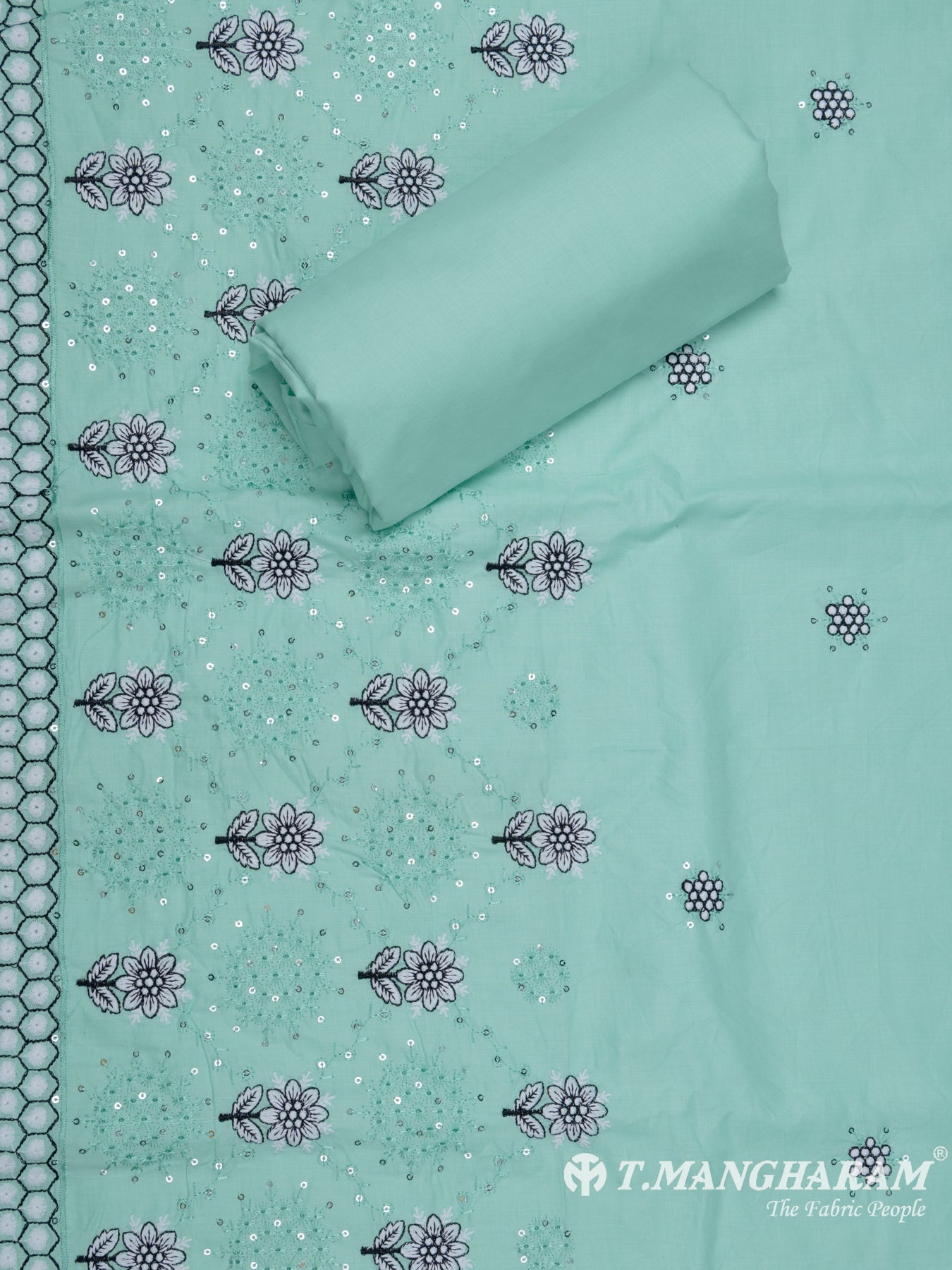 Green Cotton Chudidhar Fabric Set - EH1516 view-2