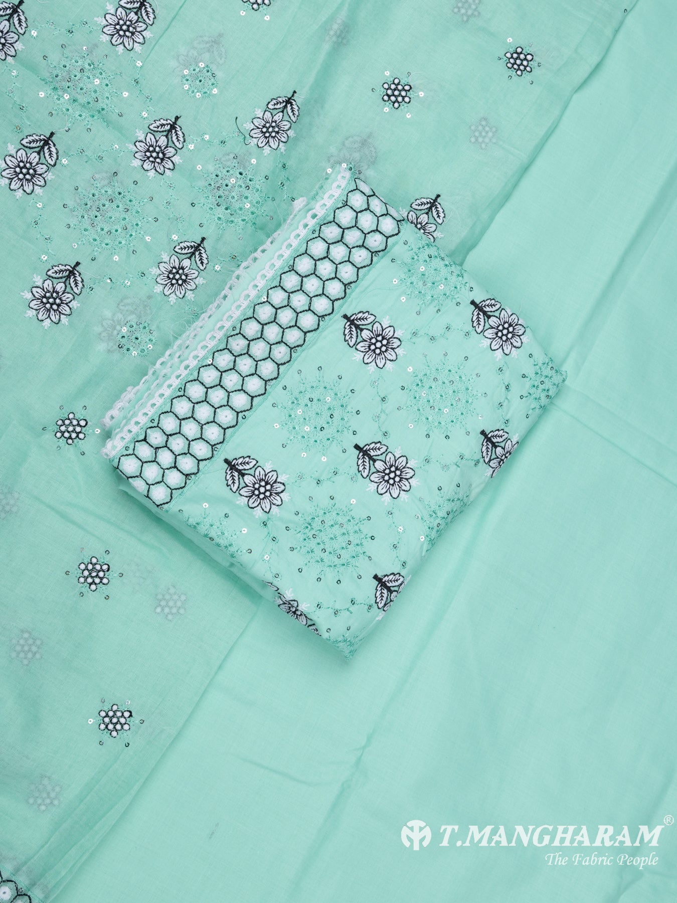 Green Cotton Chudidhar Fabric Set - EH1516 view-1