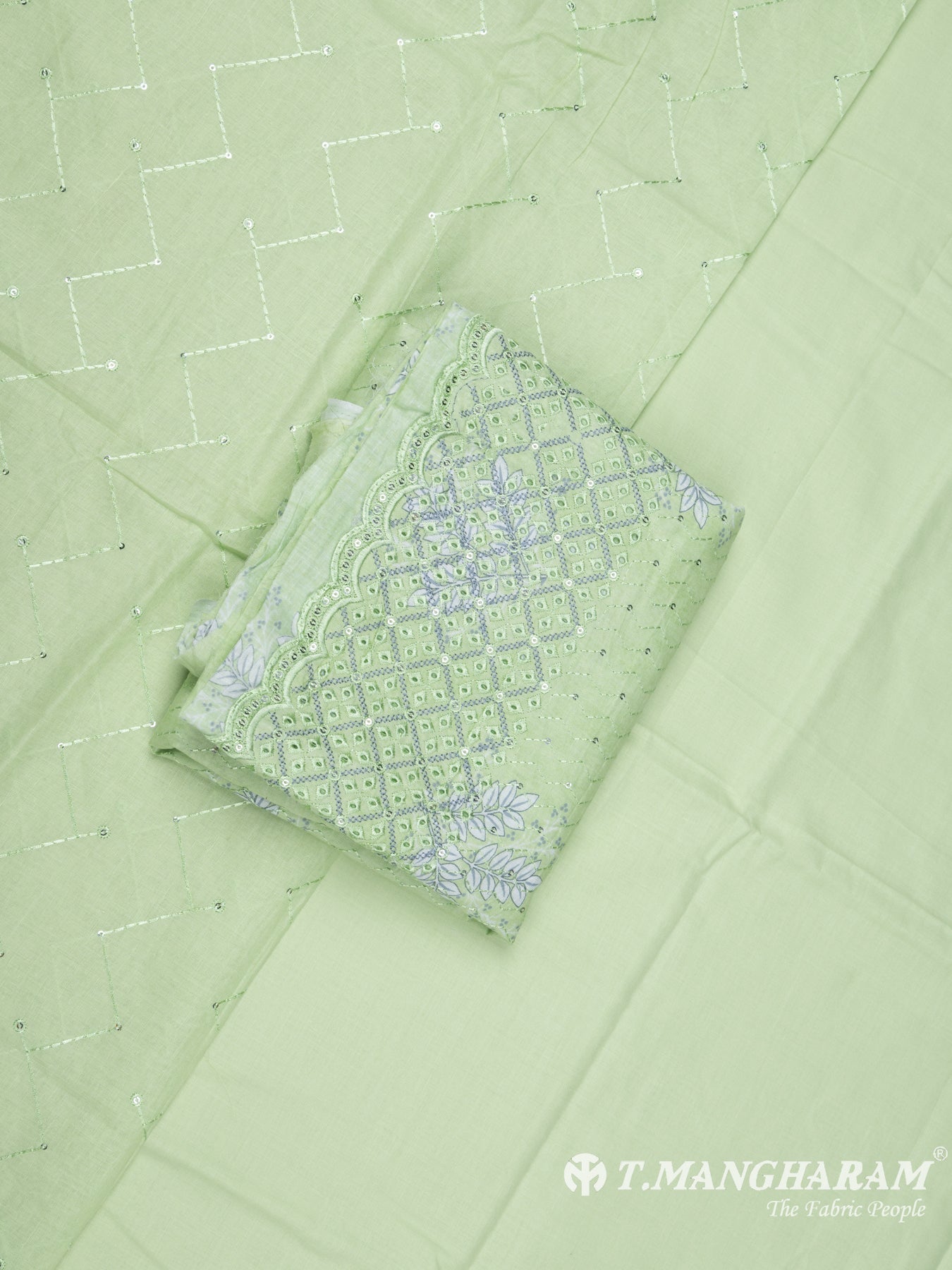 Green Cotton Chudidhar Fabric Set - EH1464 view-1