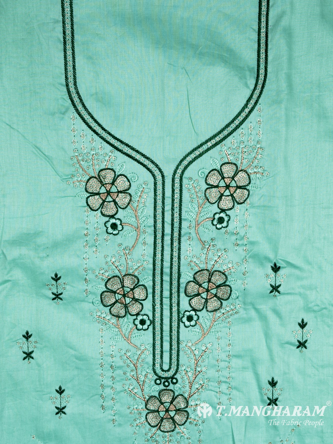 Green Cotton Chudidhar Fabric Set - EH1460 view-2
