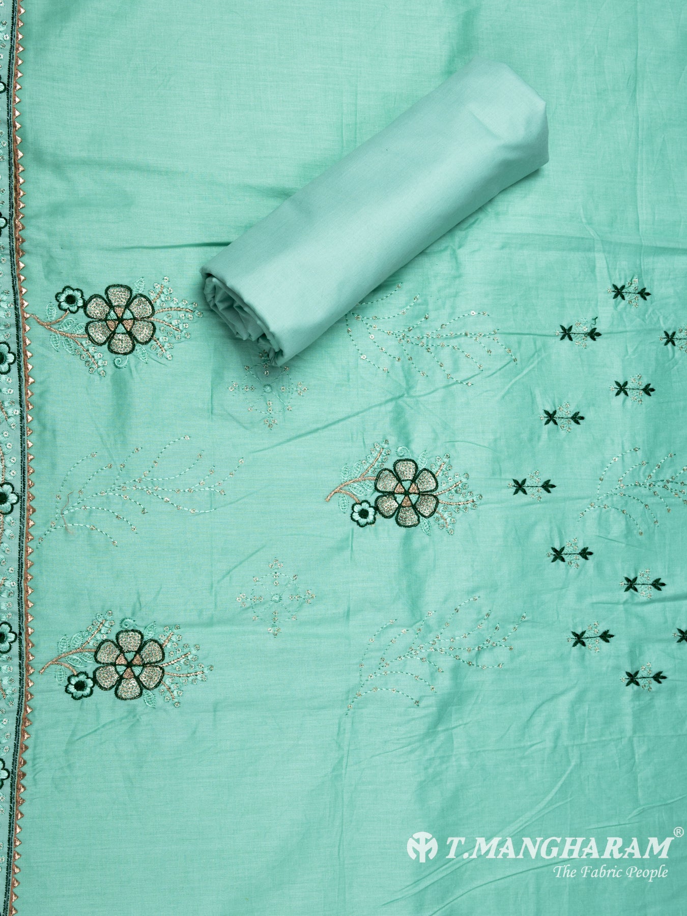 Green Cotton Chudidhar Fabric Set - EH1460 view-3