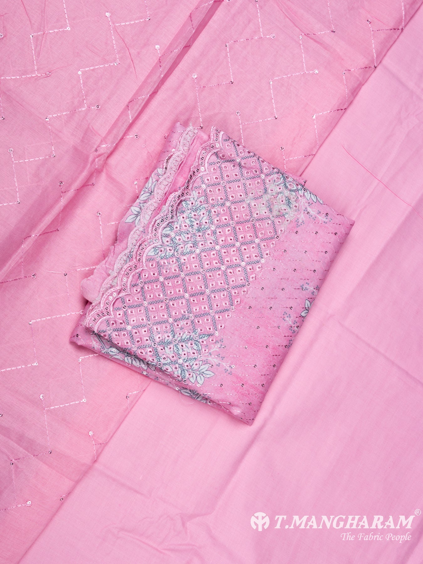 Pink Cotton Chudidhar Fabric Set - EH1463 view-1