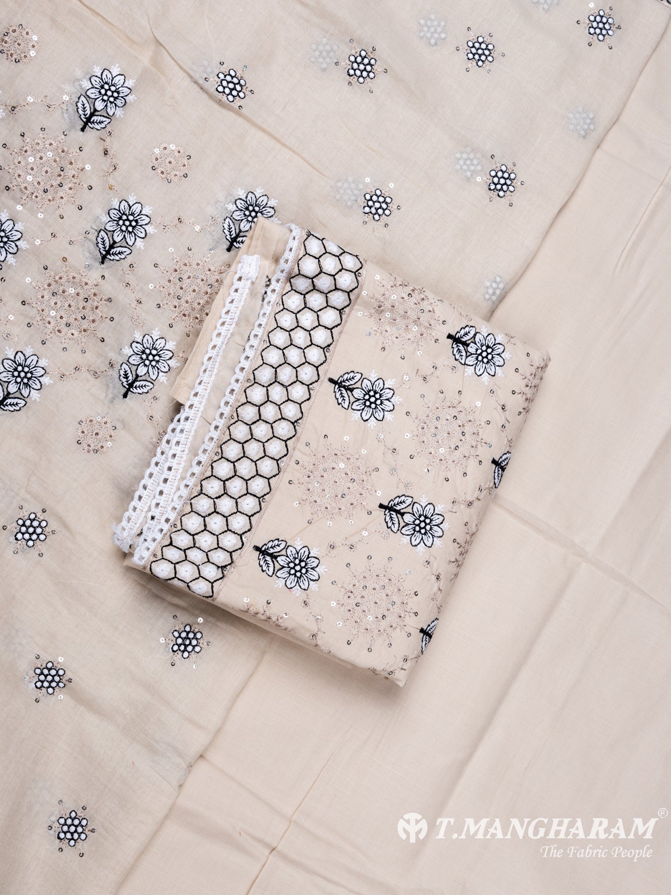 Beige Cotton Chudidhar Fabric Set - EH1515 view-1