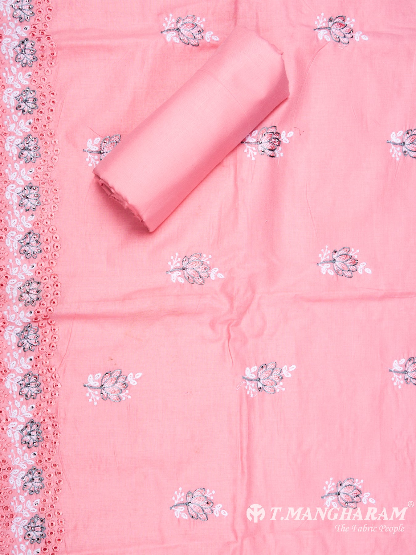 Pink Cotton Chudidhar Fabric Set - EH1526 view-2