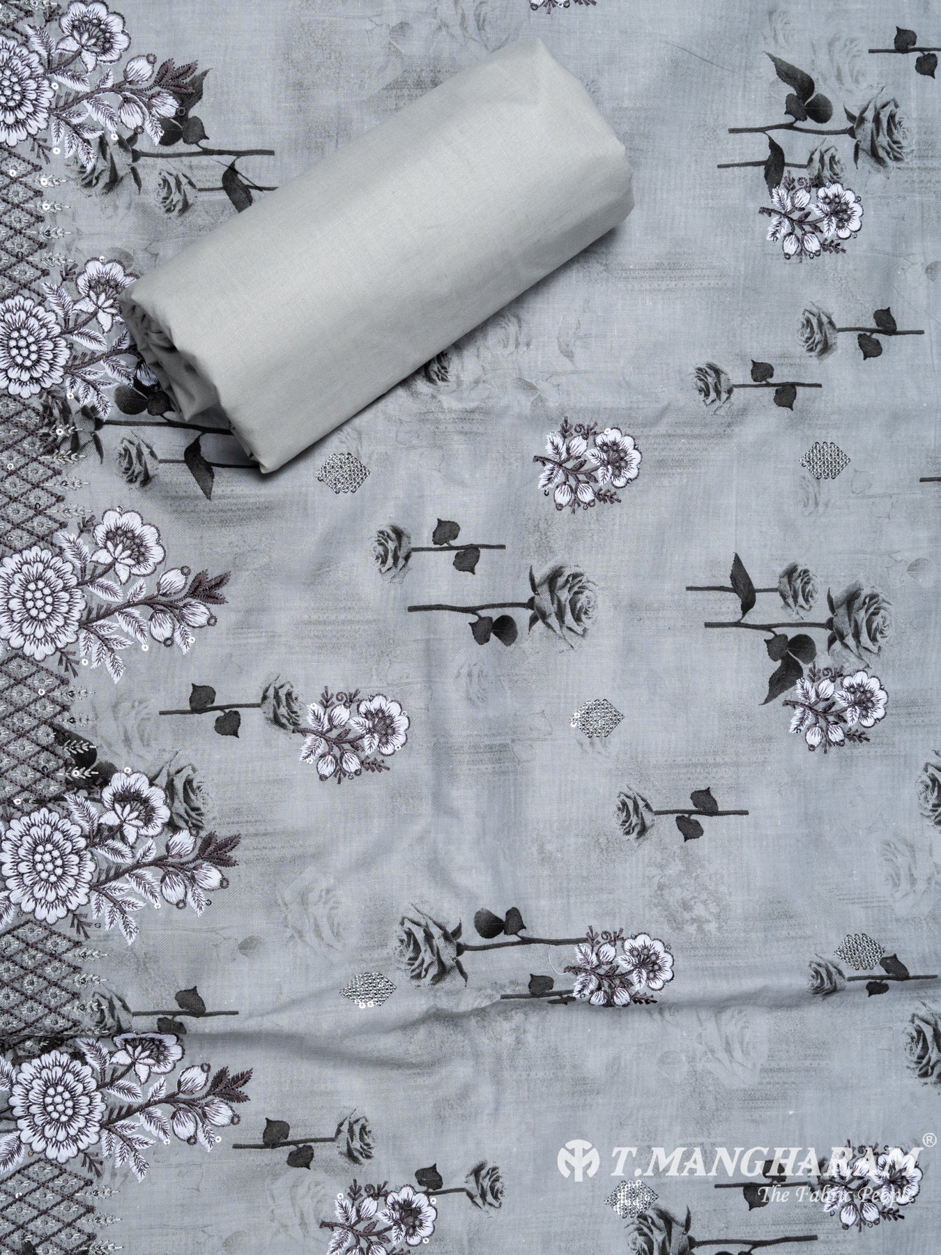 Grey Cotton Chudidhar Fabric Set - EH1509 view-2