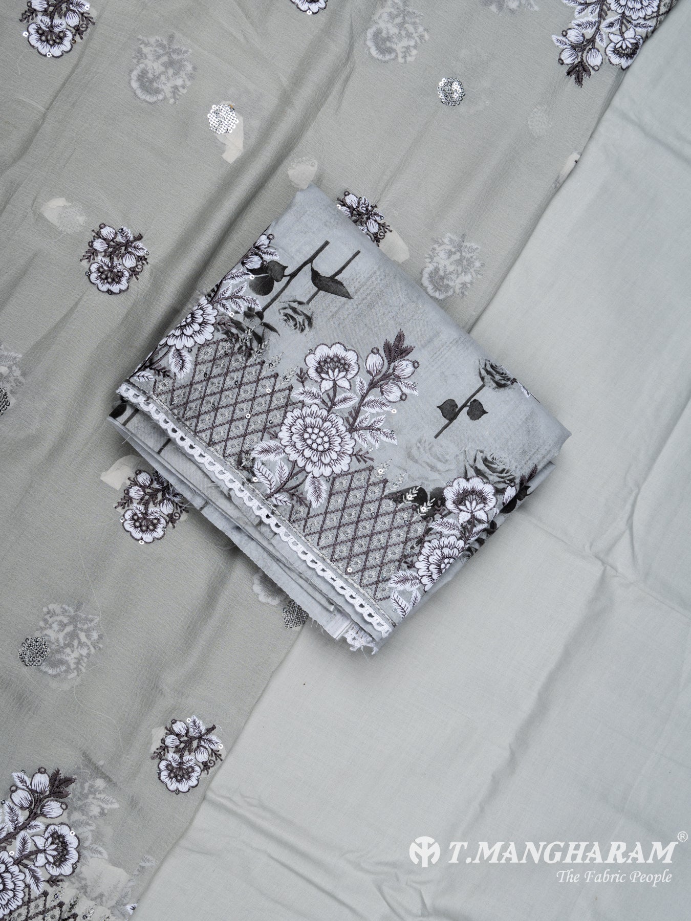 Grey Cotton Chudidhar Fabric Set - EH1509 view-1
